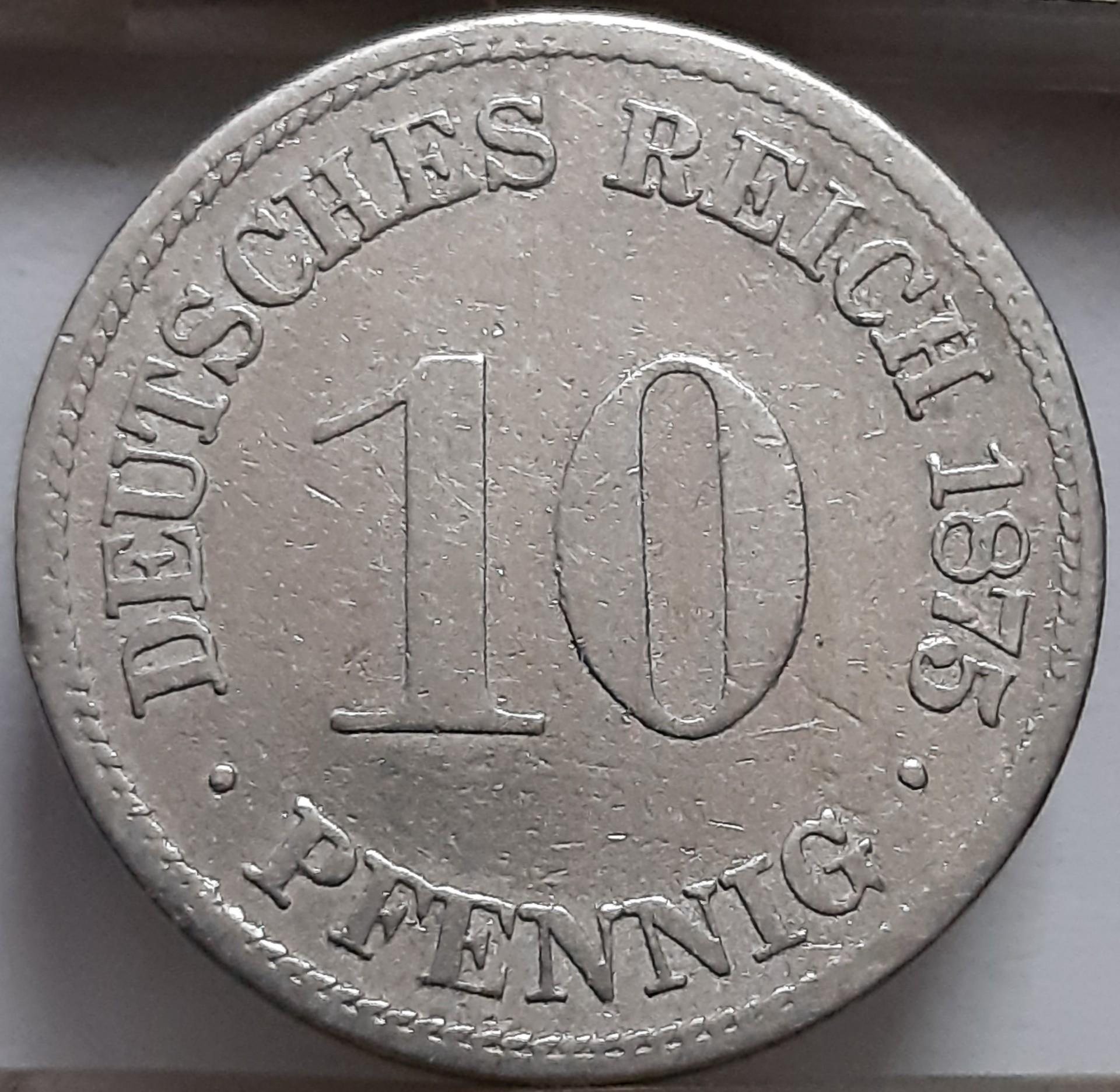 Vokietija 10 pfenigų 1875 H KM#4 (5917)