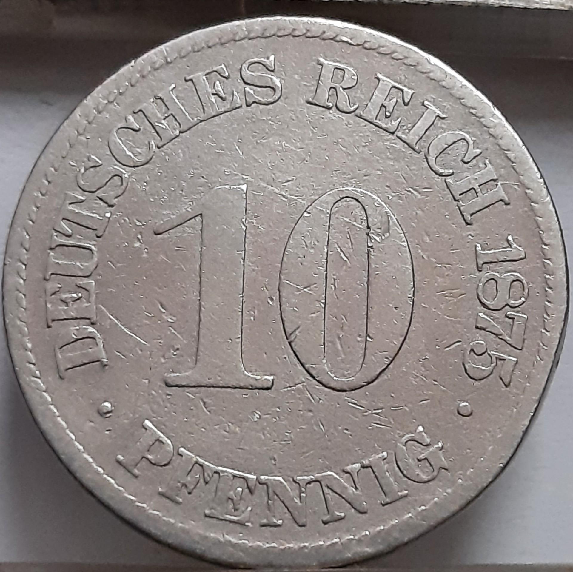 Vokietija 10 pfenigų 1875 E KM#4 (5918)