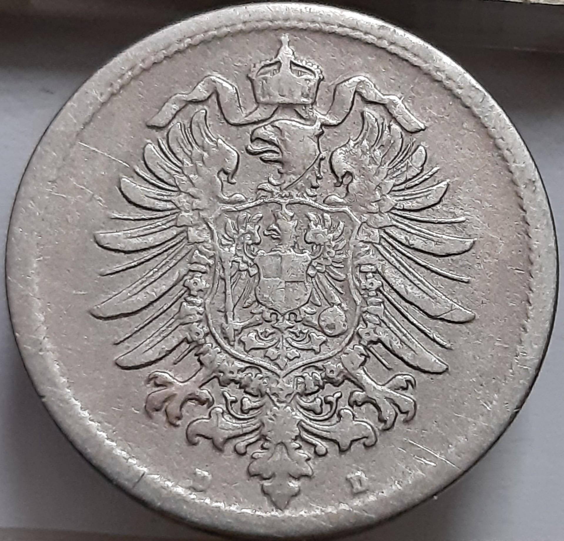 Vokietija 10 pfenigų 1875 D KM#4 (5919)