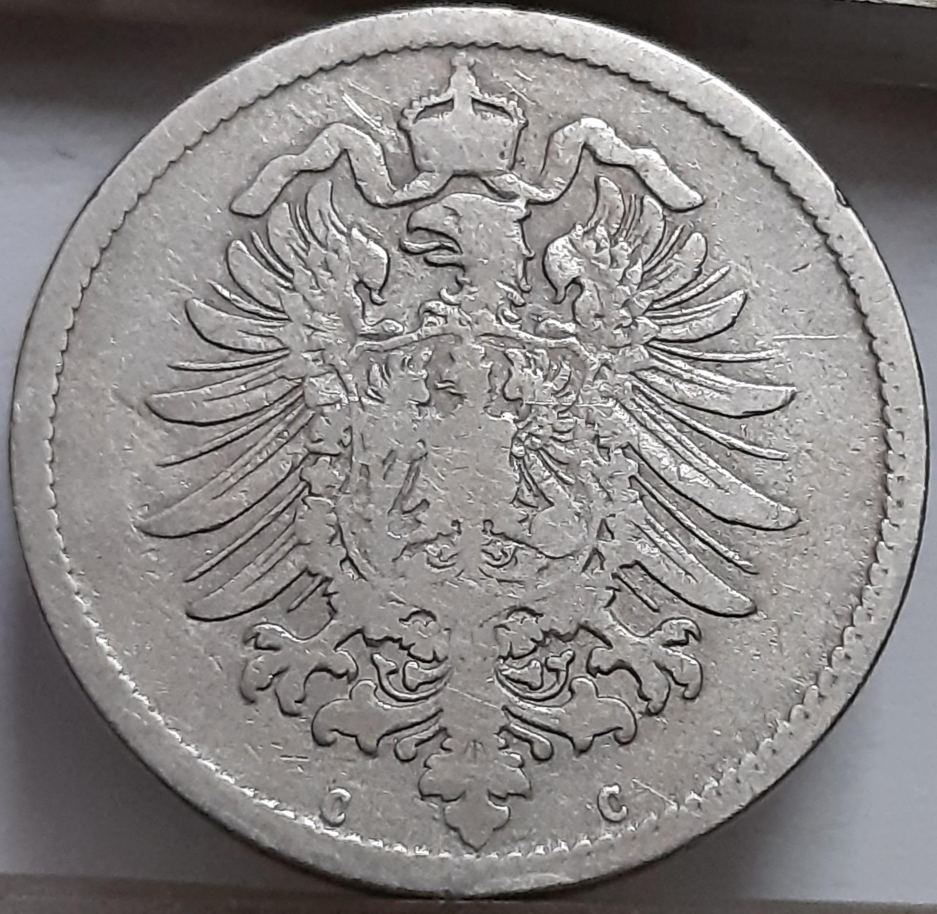 Vokietija 10 pfenigų 1875 C KM#4 (5921)