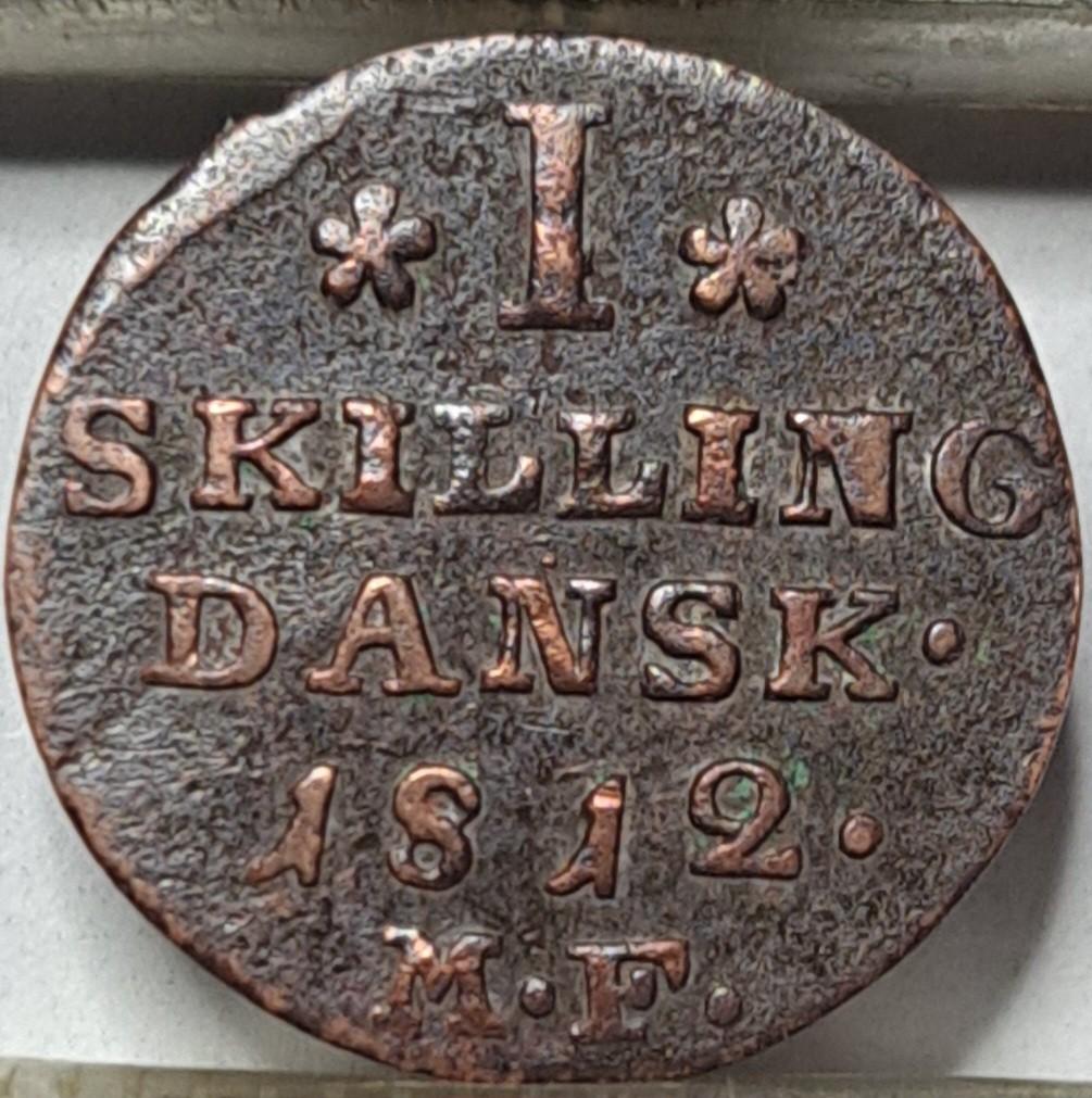 Danija 1 Skilingas 1812 KM#671 Varis (5846)