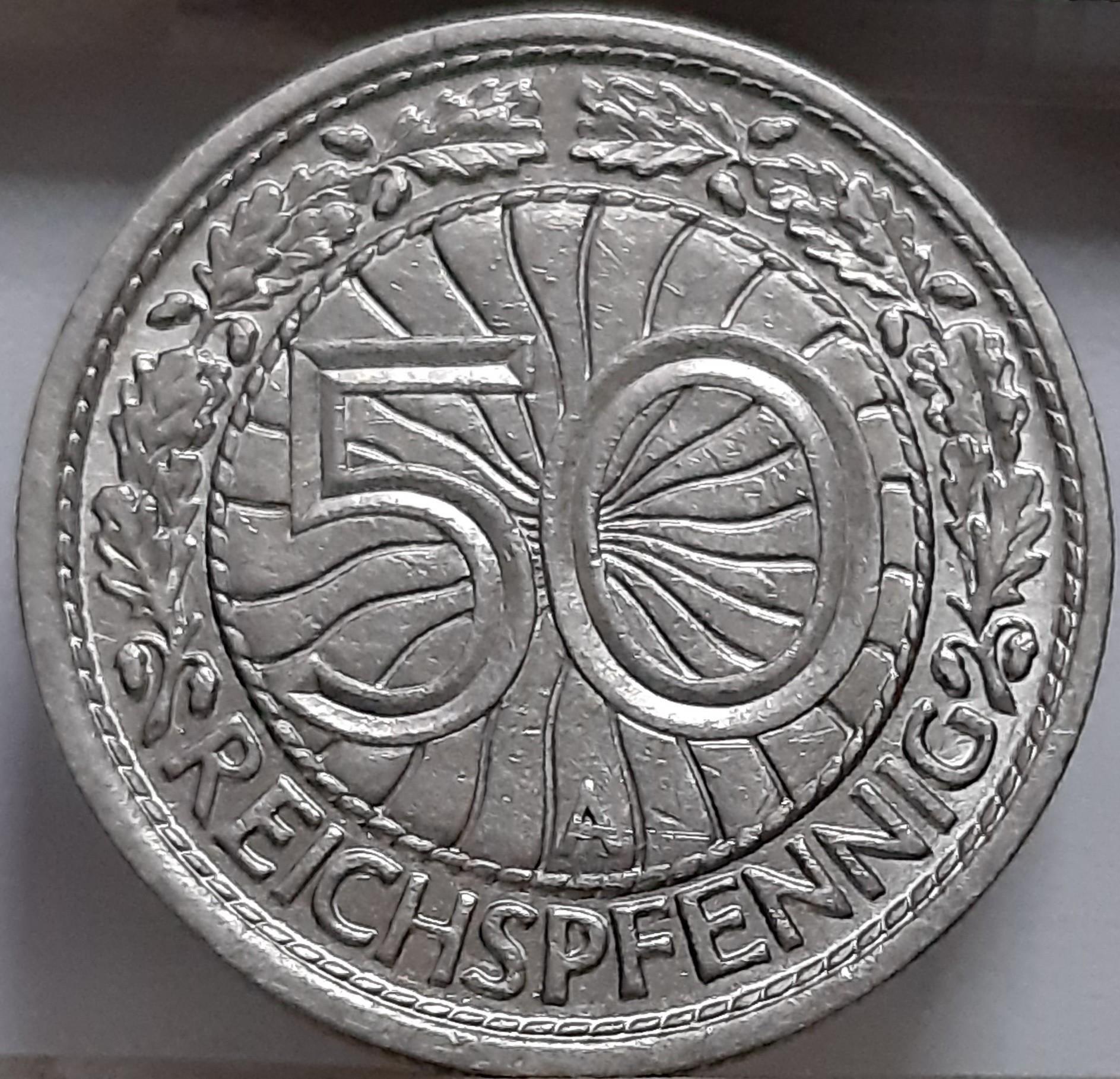 Vokietija 50 Reichspfenigų 1928 A KM#49 (5660)