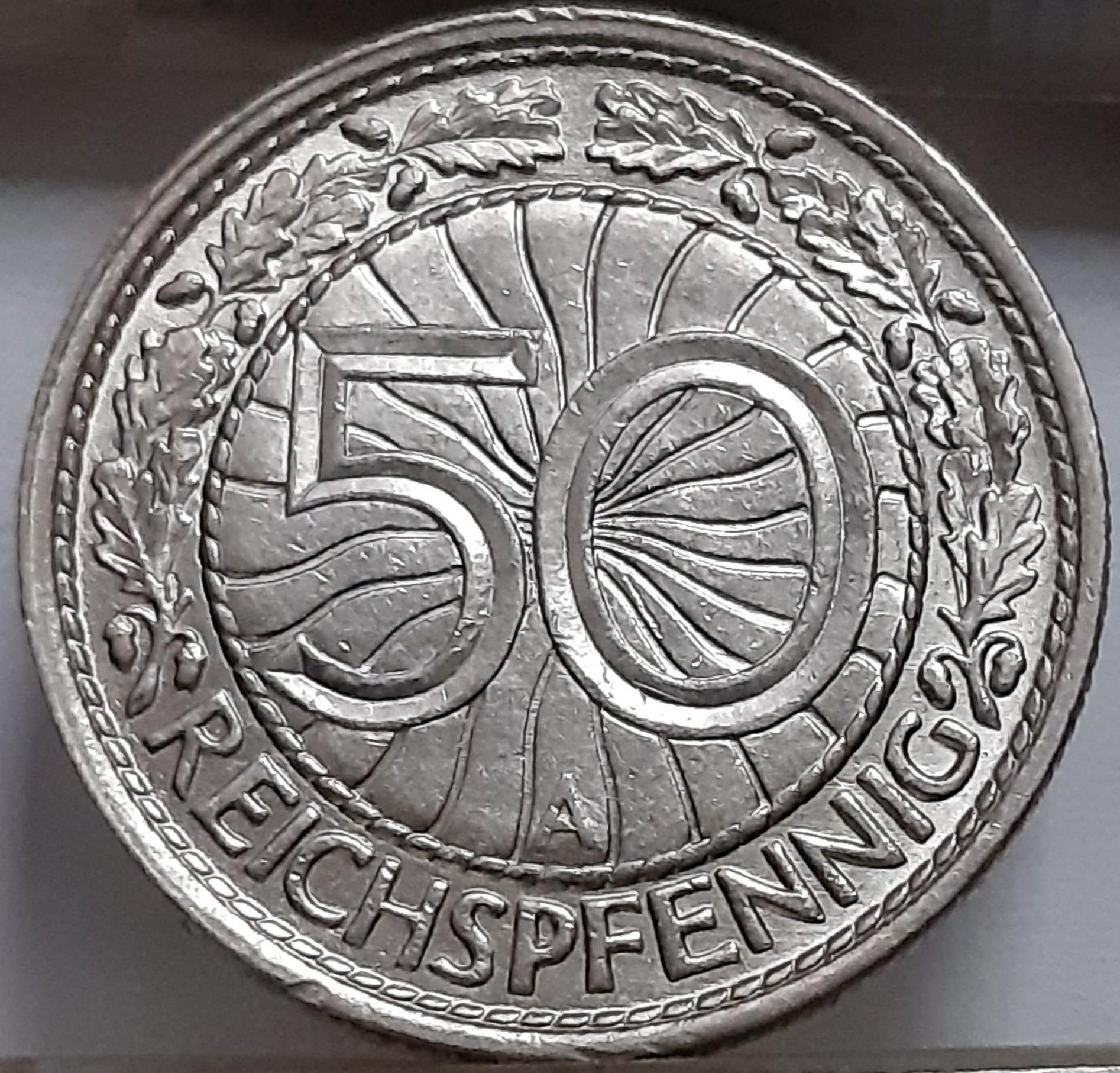 Vokietija 50 Reichspfenigų 1929 A KM#49 (5661)