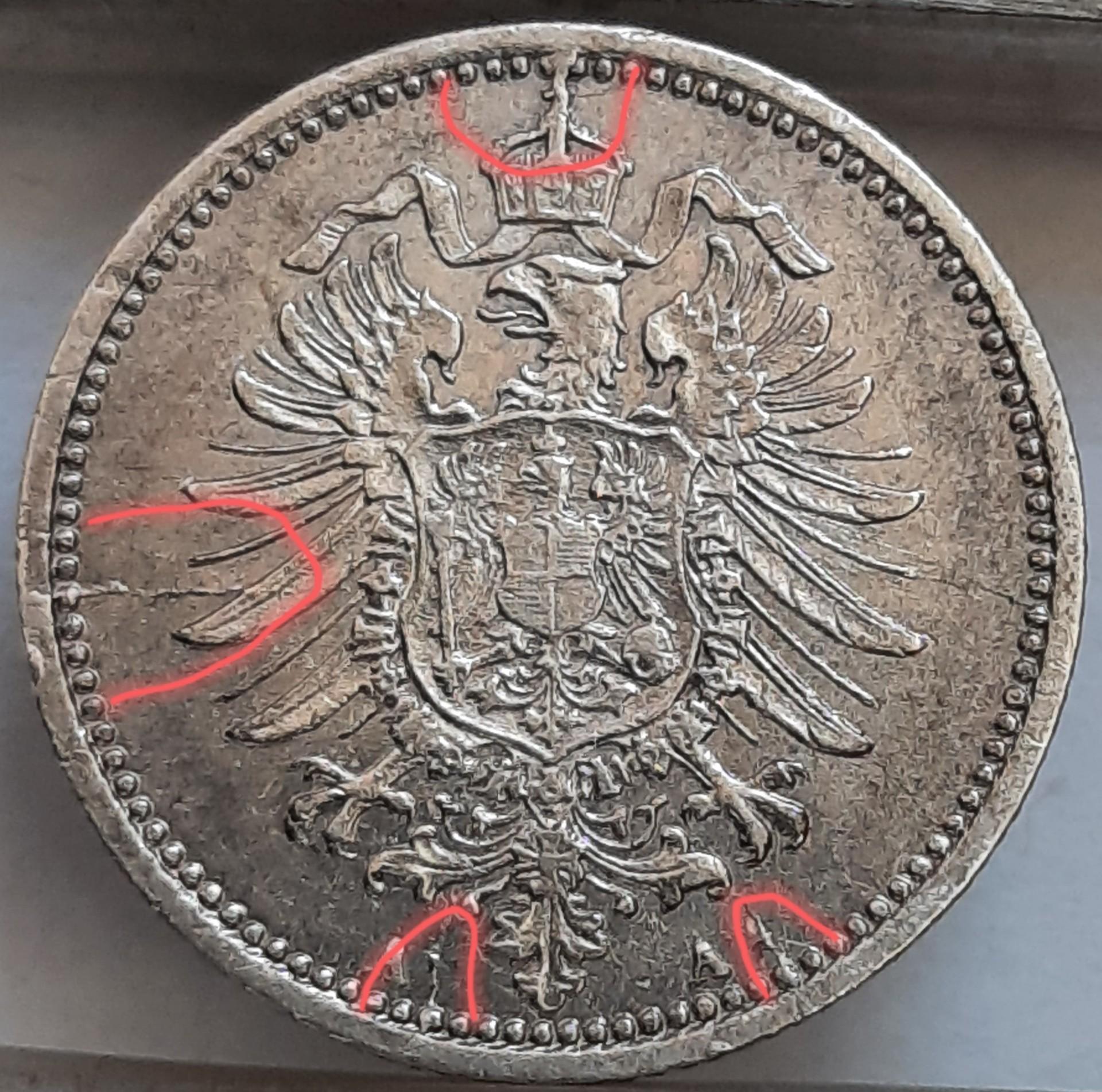 Vokietija 20 Pfenigų 1874 A KM#5 (5946)