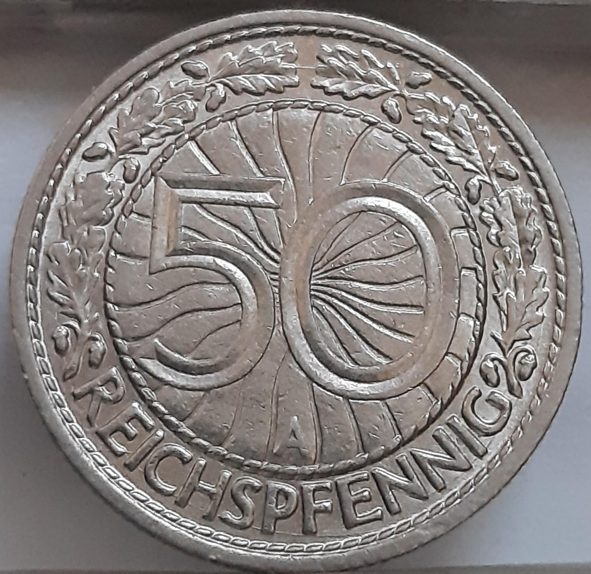 Vokietija 50 Reichspfenigų 1929 A KM#49 (5860)