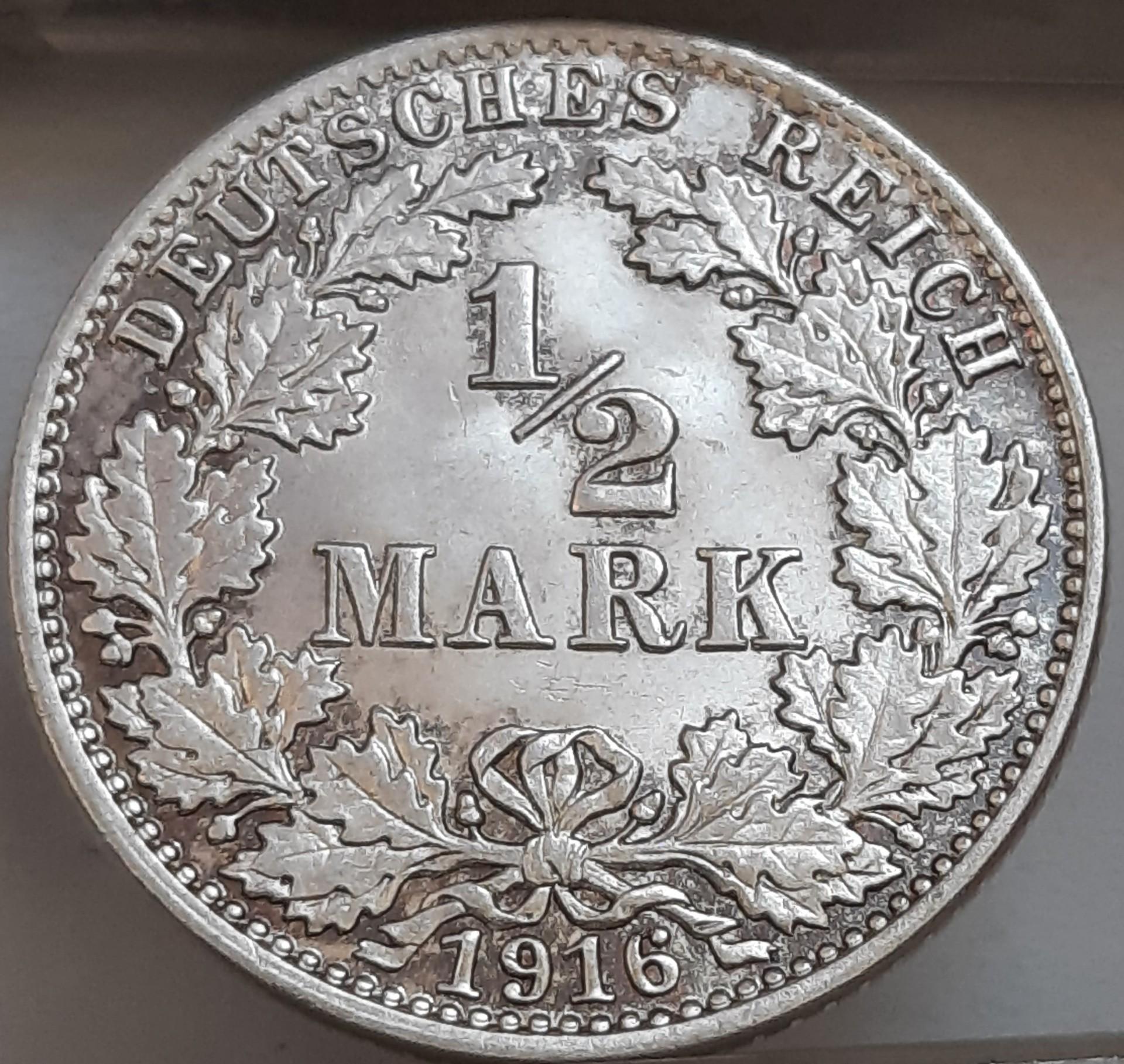 Vokietija ½ Markės 1916 J KM#17 (5835)