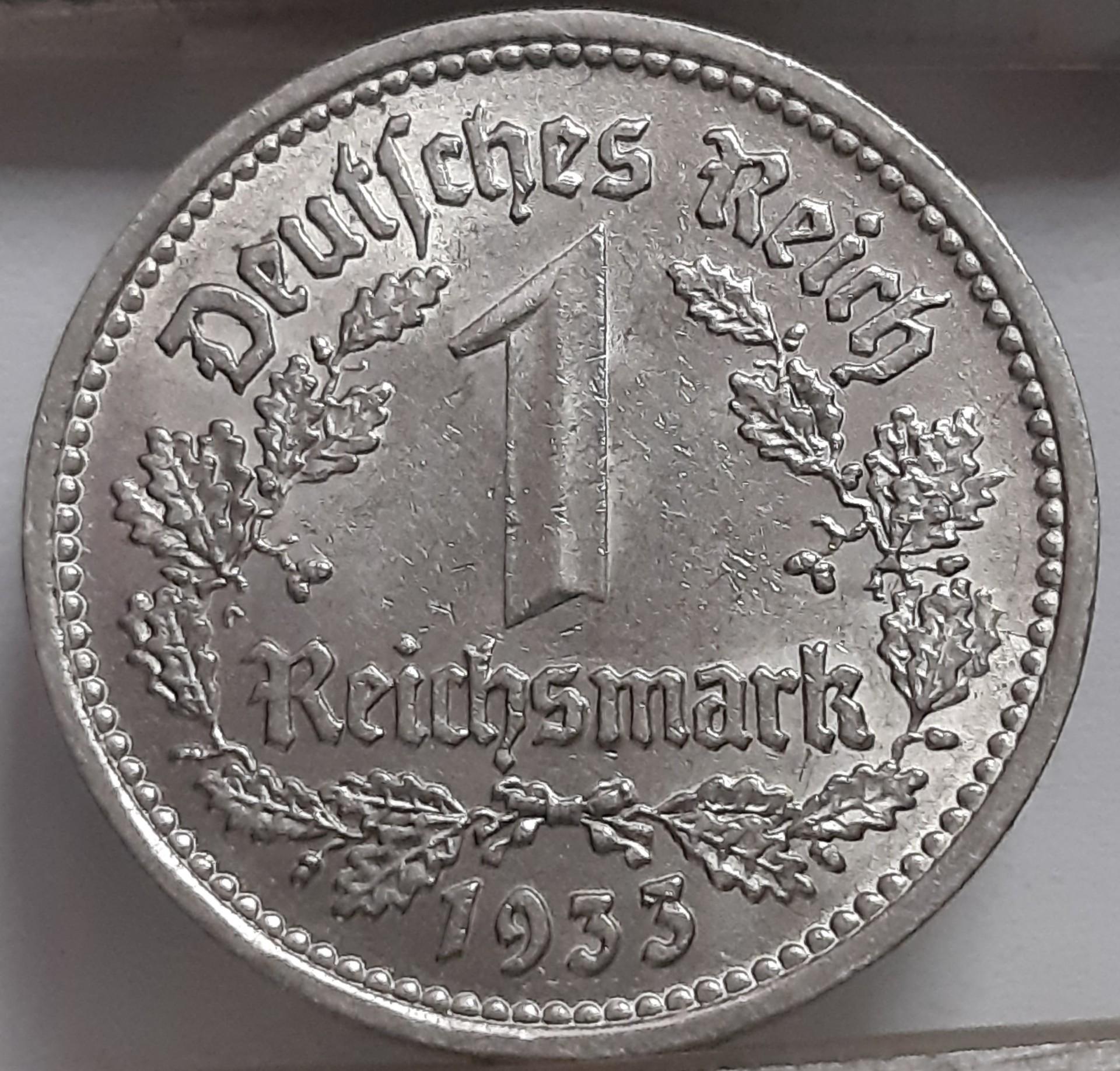 Trečiasis Reichas 1 Reichsmarkė 1933 D KM#78 (5627