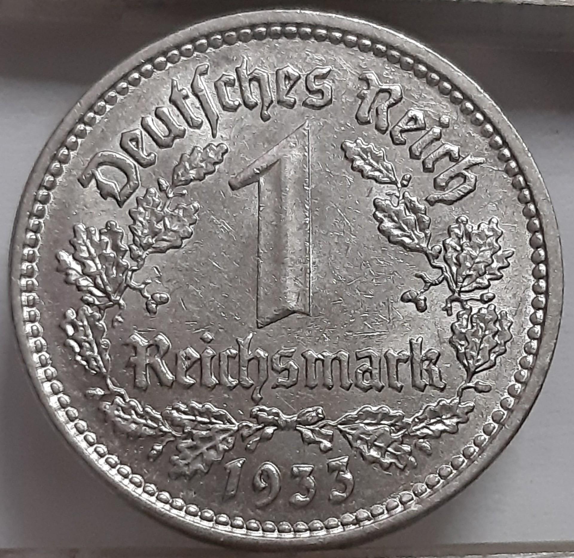 Trečiasis Reichas 1 Reichsmarkė 1933 E KM#78 (5628