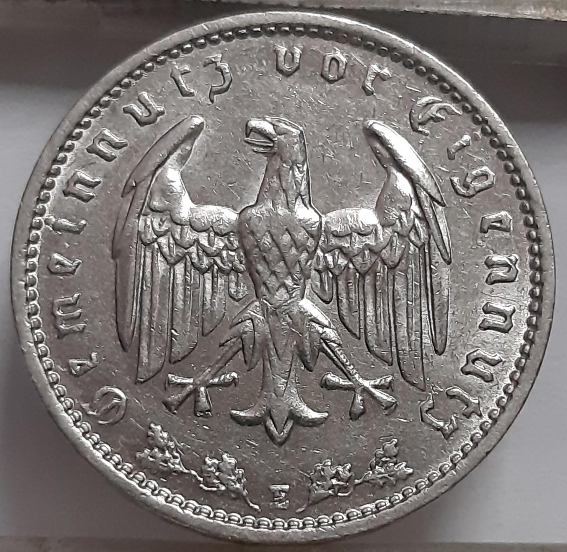 Trečiasis Reichas 1 Reichsmarkė 1933 E KM#78 (5628