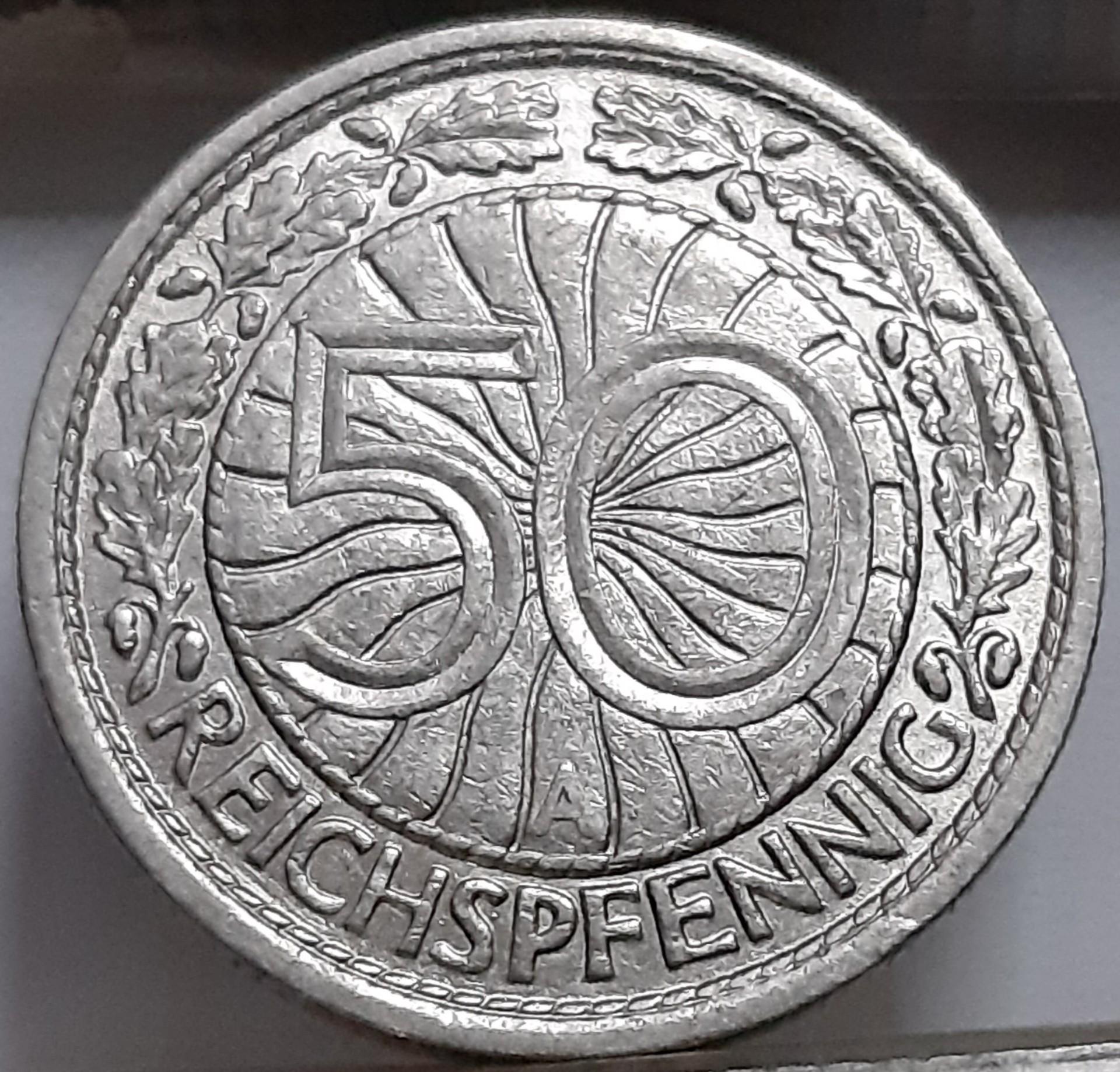 Vokietija 50 Reichspfenigų 1927 A KM#49 (5656)