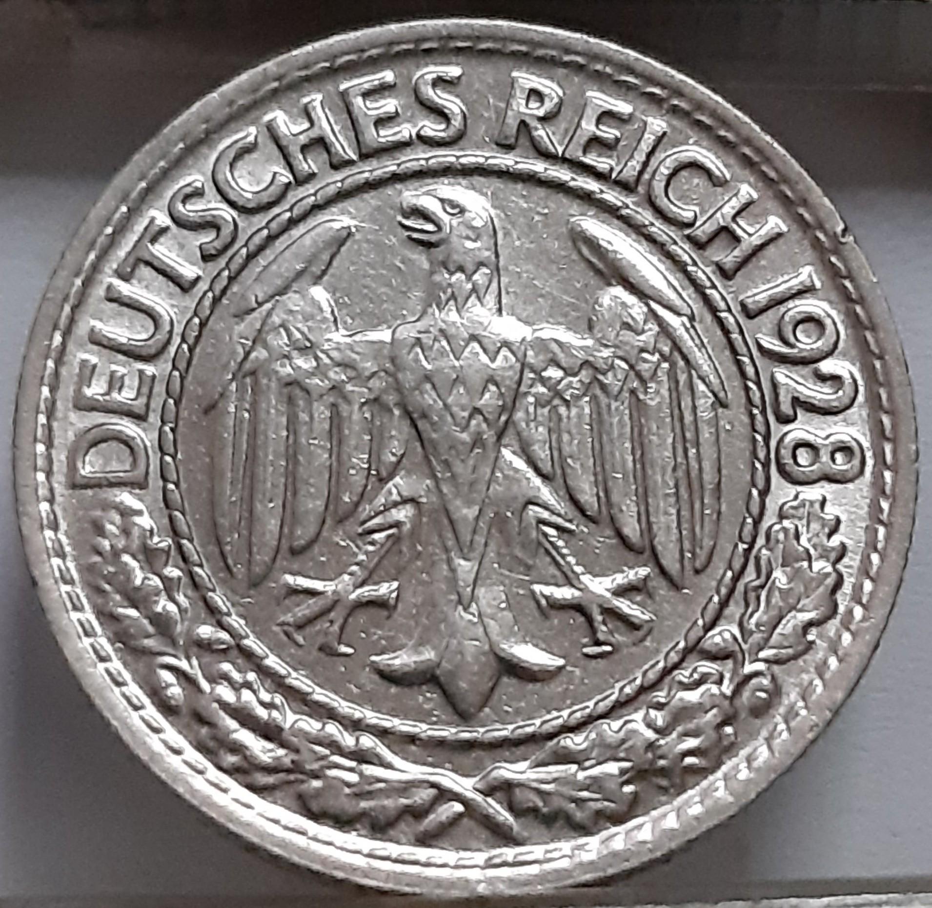 Vokietija 50 Reichspfenigų 1928 D KM#49 (5658)