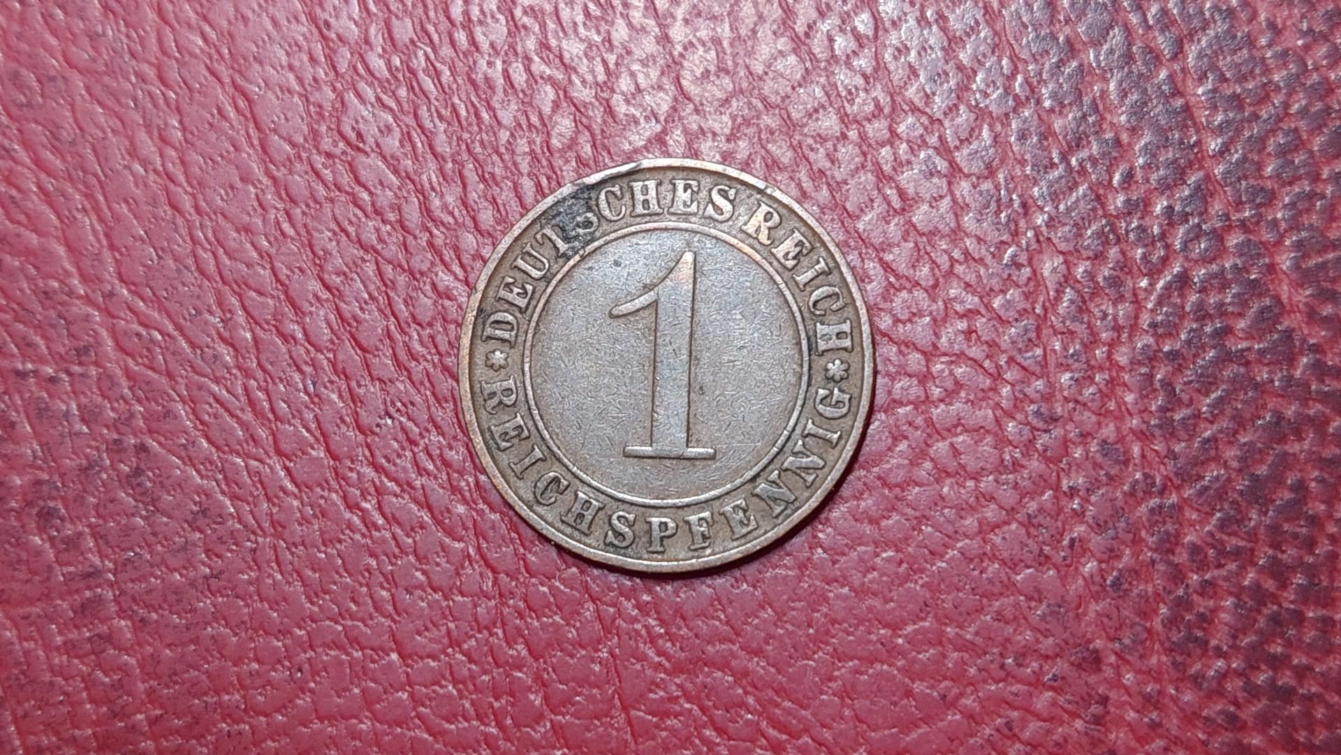 Vokietija 1 reichspfenigas, 1924D KM# 37