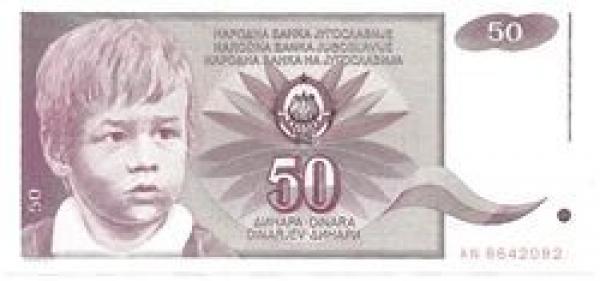 Jugoslavija. 50 dinarų ( 1990 ) XF