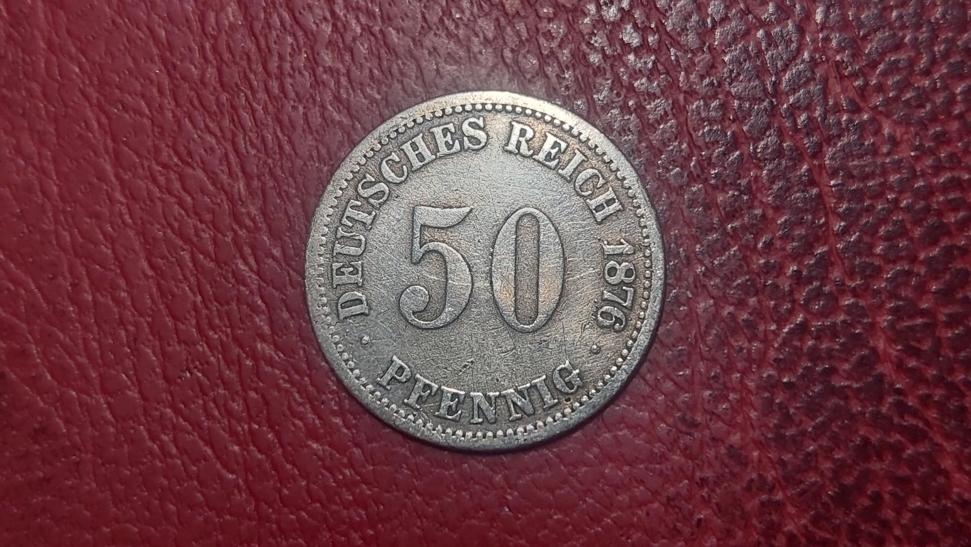 Vokietija 50 pfenigų, 1876A KM# 6 AG 0.900