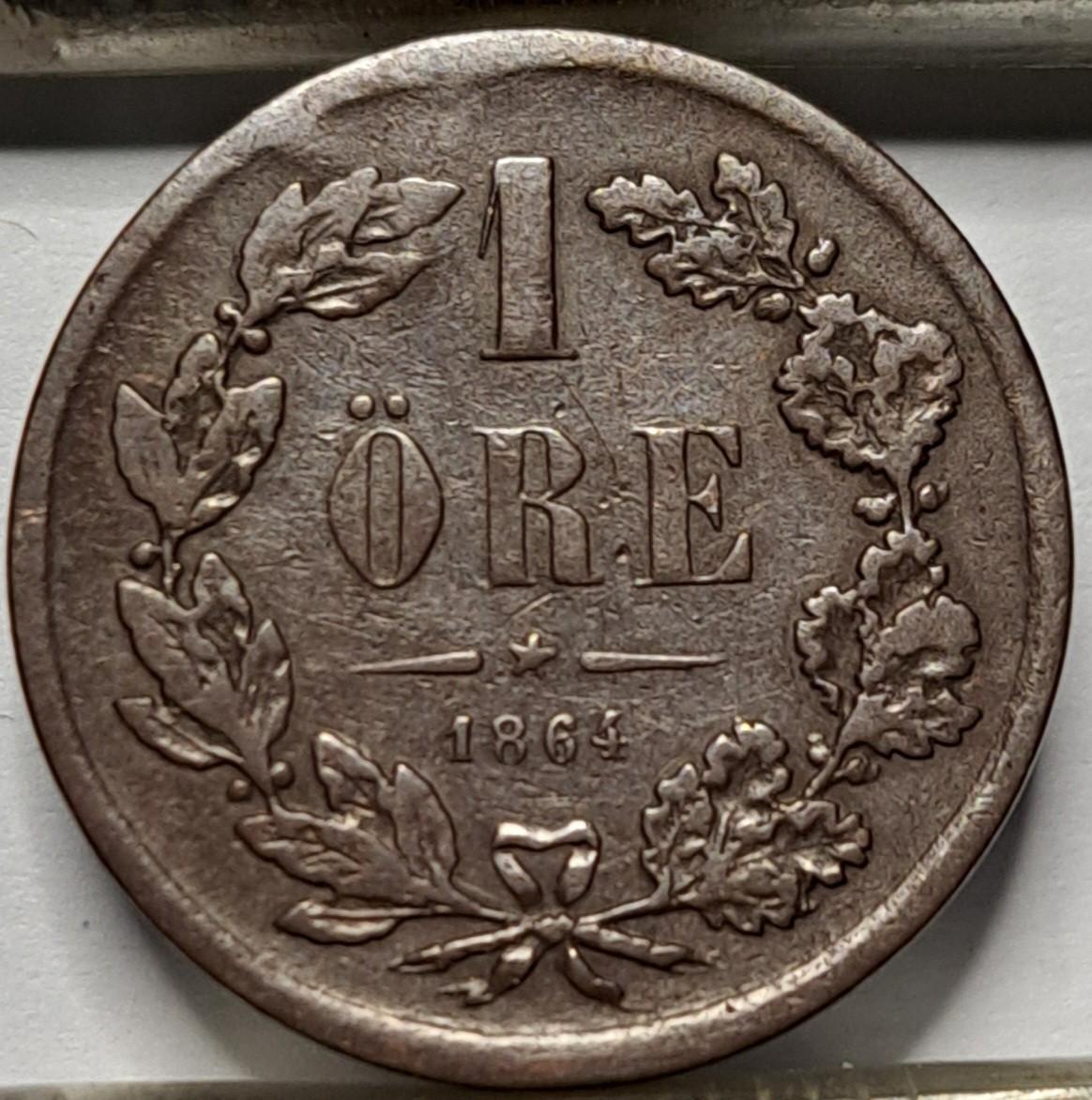 Švedija 1 erė 1864 KM#705 L.A. (6042)