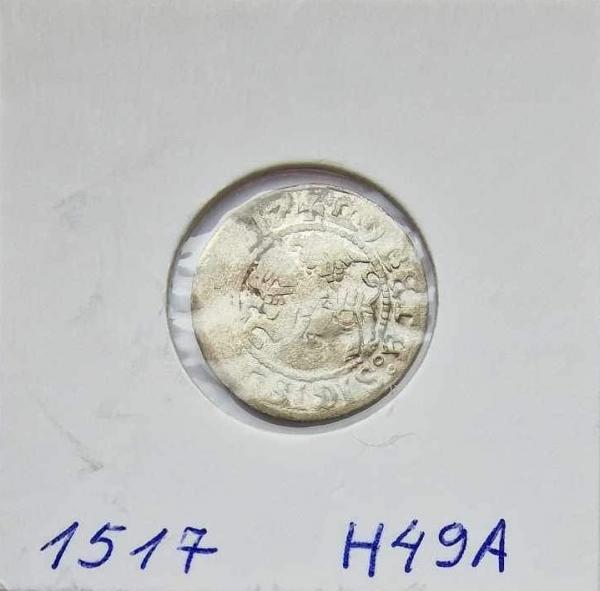 Retas Žygimanto Senojo 1517 pusgrašis 