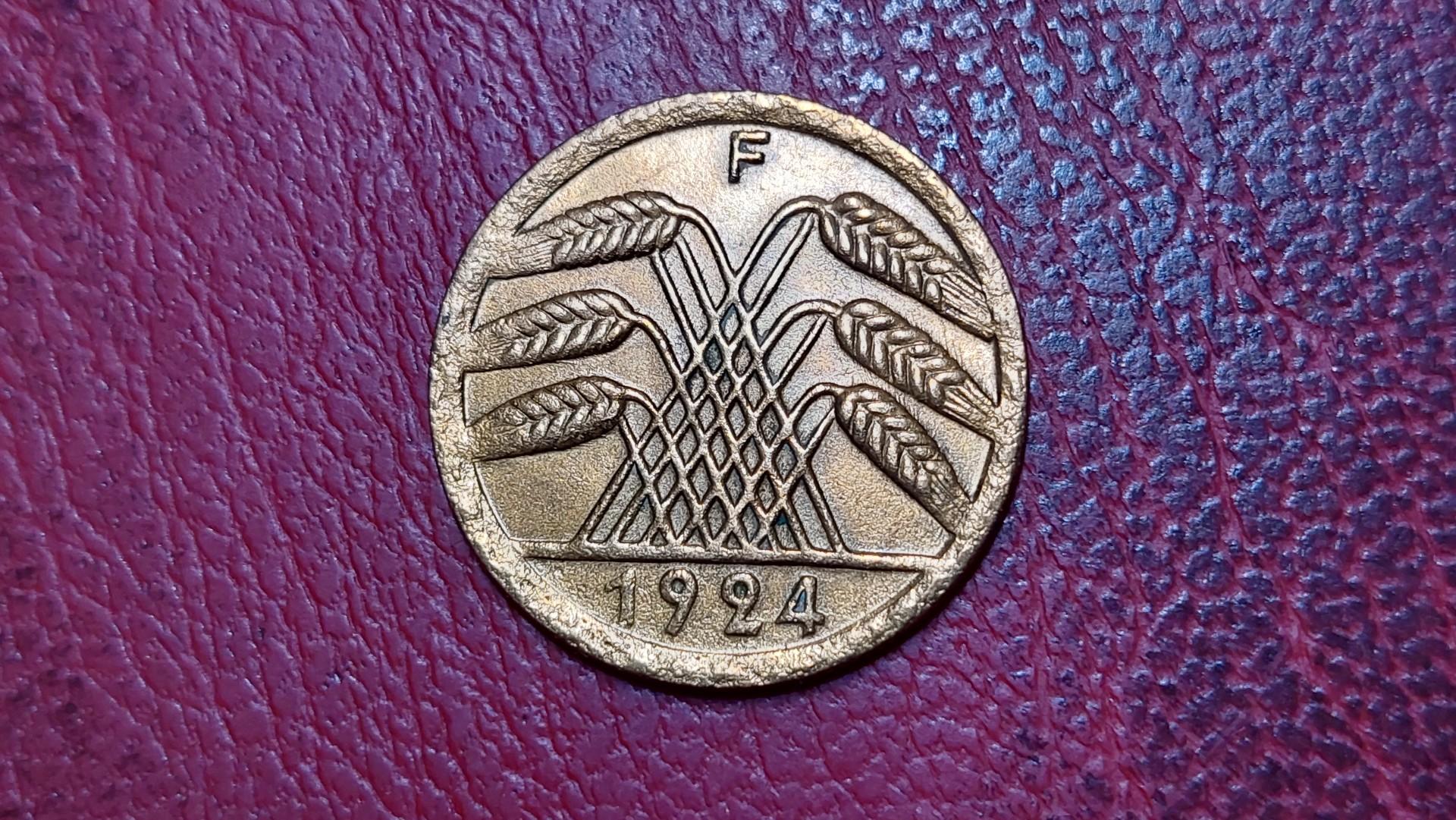 Vokietija 50 rentenpfenigų, 1924F KM# 34