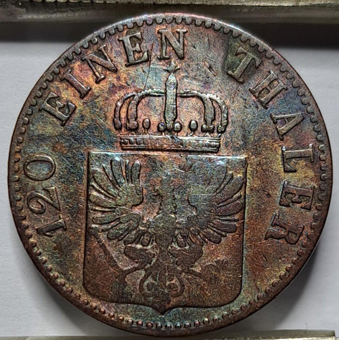 Prūsija 3 Pfenigai 1861 A KM#482 (6019)