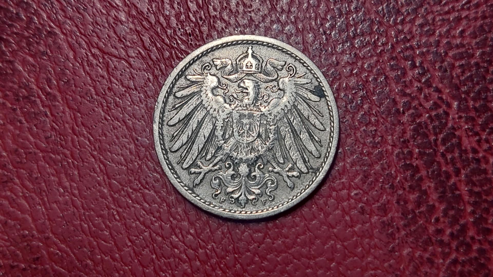 Vokietija 10 pfenigų, 1908F KM# 12