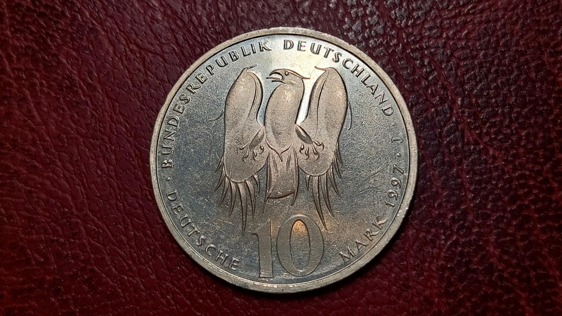 Vokietija 10 markių, 1997J KM# 189 AG 0.625