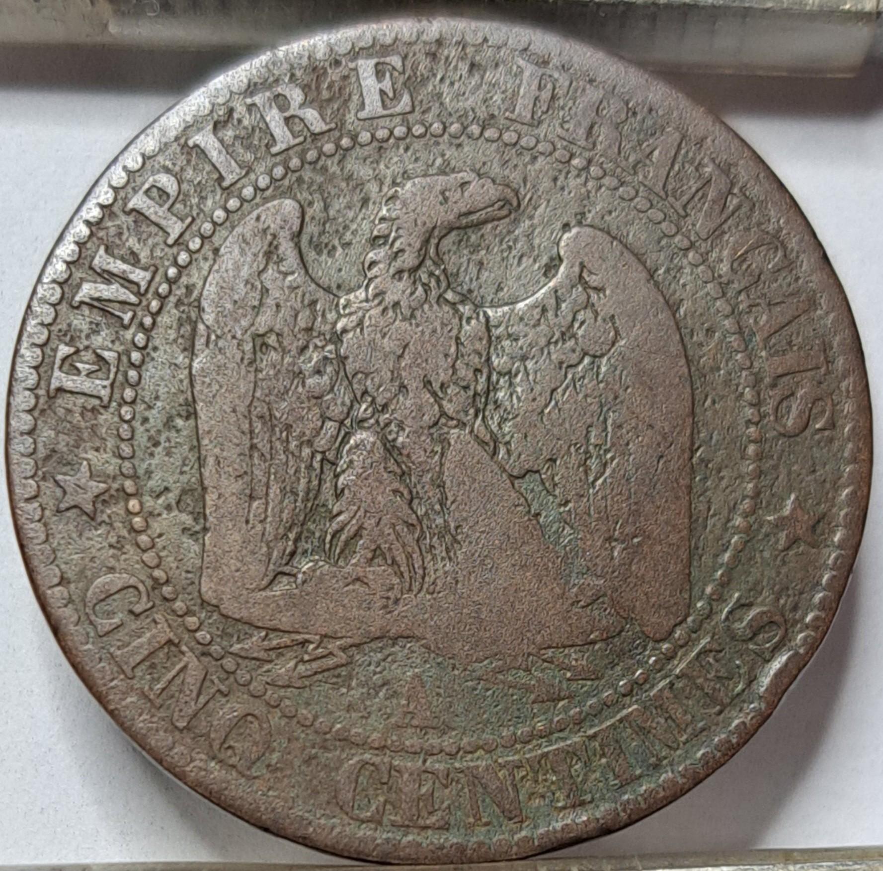 Prancūzija 5 Santimai 1853 A KM#777 Bronza (5824)