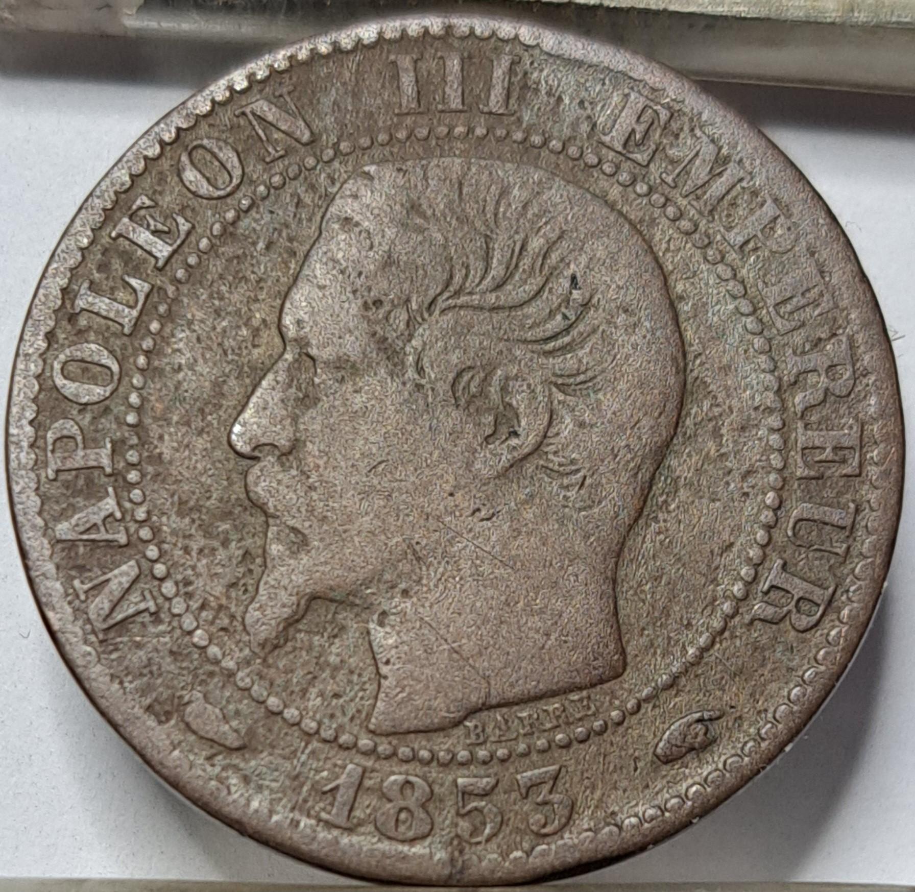Prancūzija 5 Santimai 1853 A KM#777 Bronza (5824)