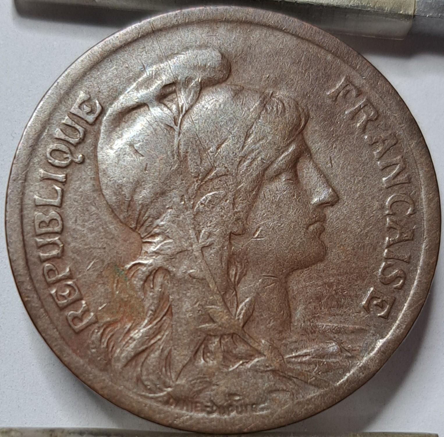 Prancūzija 10 Santimų 1917 KM#843 Bronza (5822)