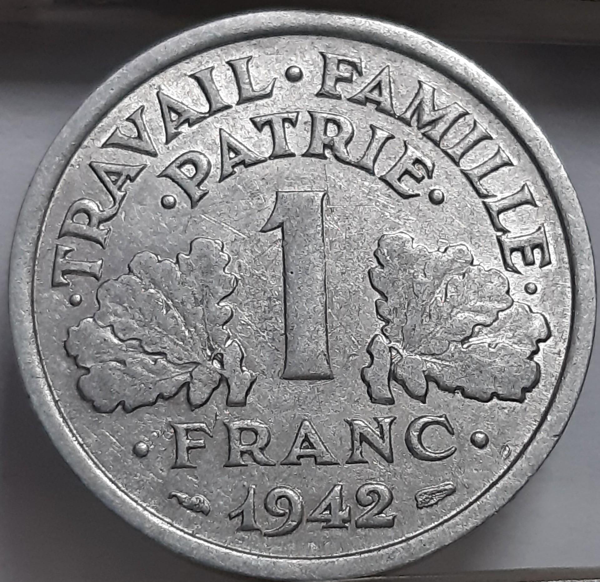 Prancūzija 1 Frankas 1942 KM#902 (5802)