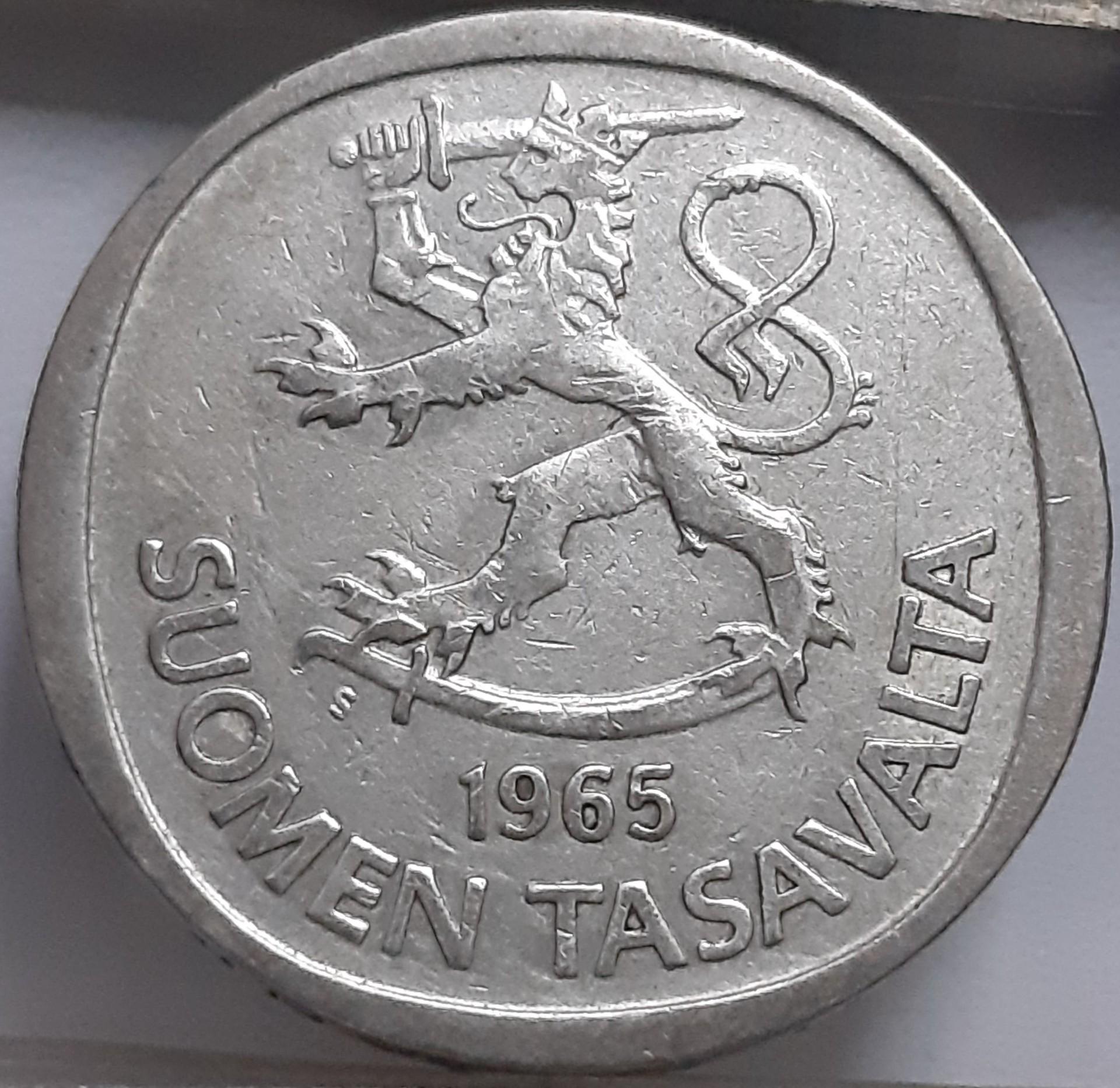 Suomija 1 Markė 1965 KM#49 Sidabras (5633)