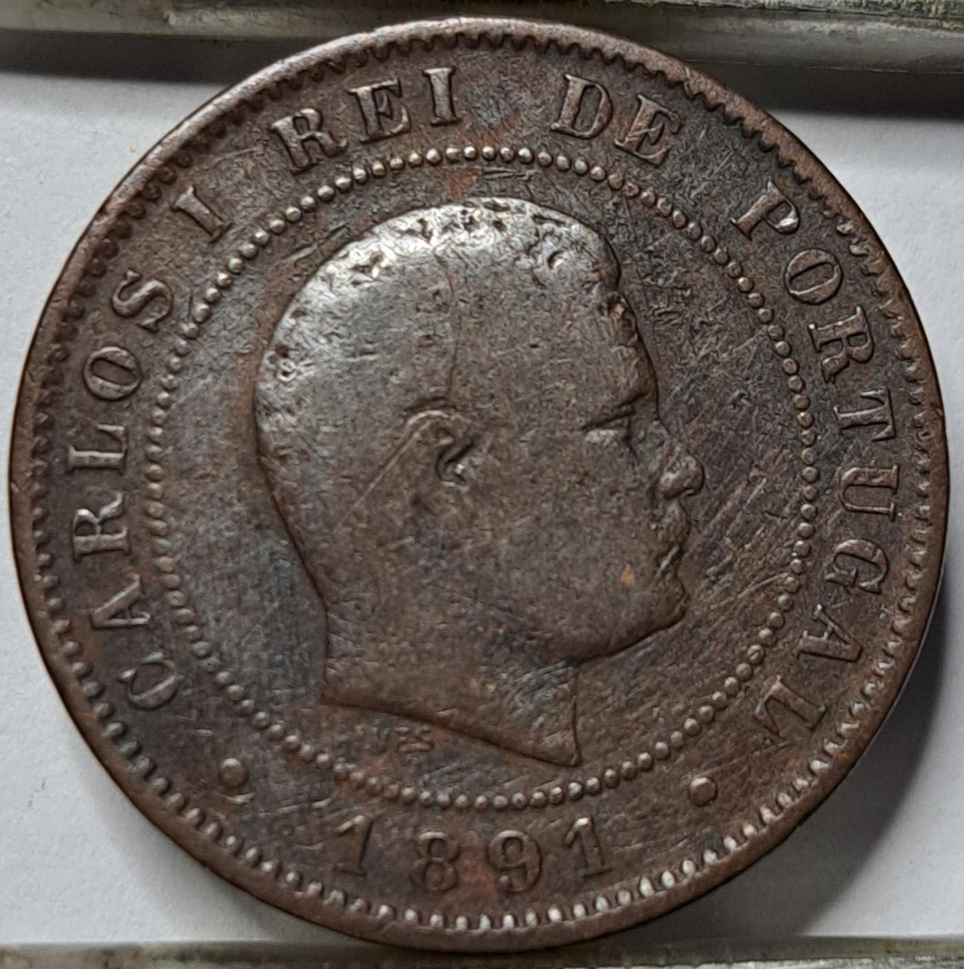 Portugalija 10 Realų 1891 KM#532 Bronza (5740)