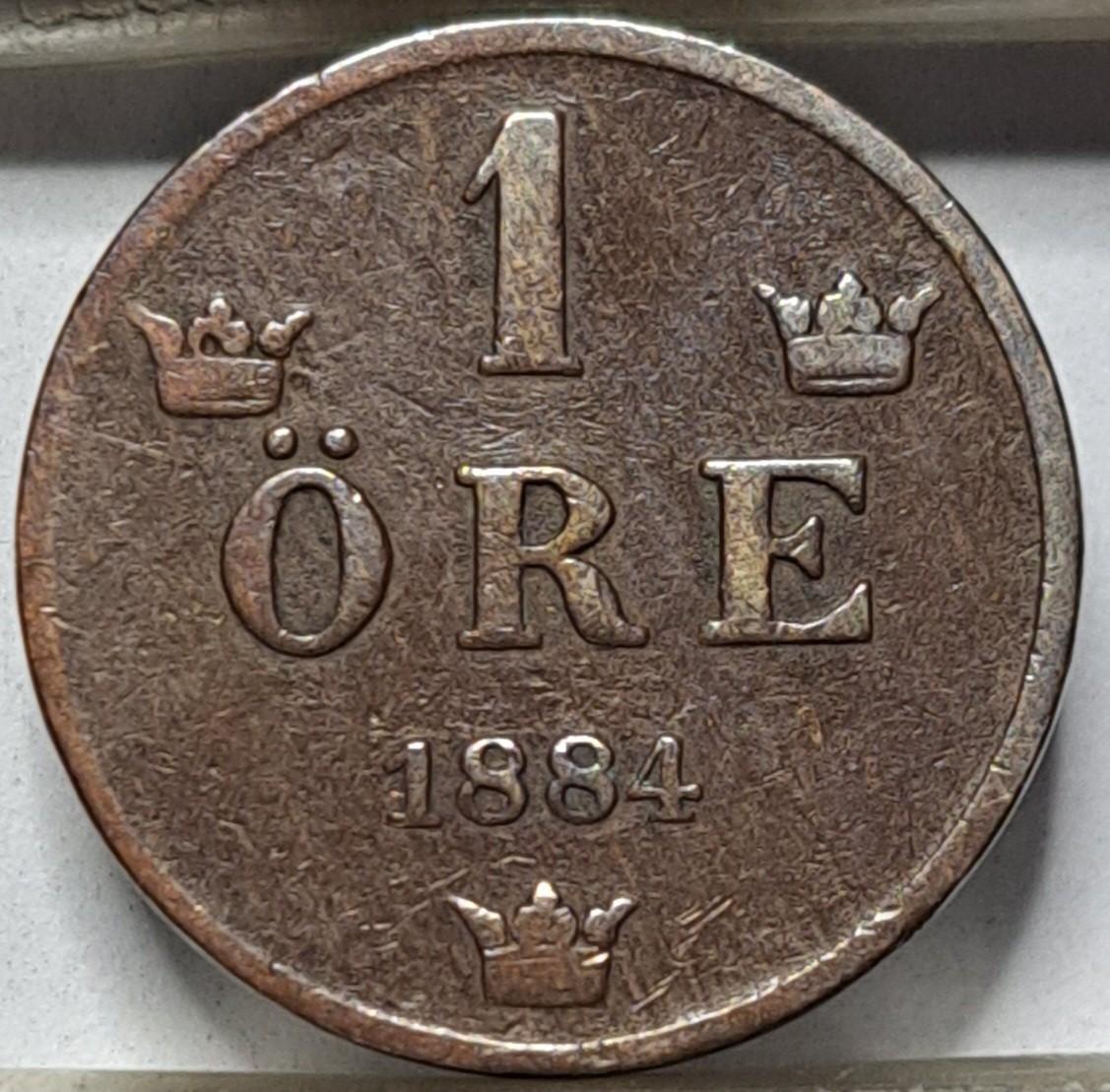 Švedija 1 Erė 1884 KM#750 Bronza (5819)