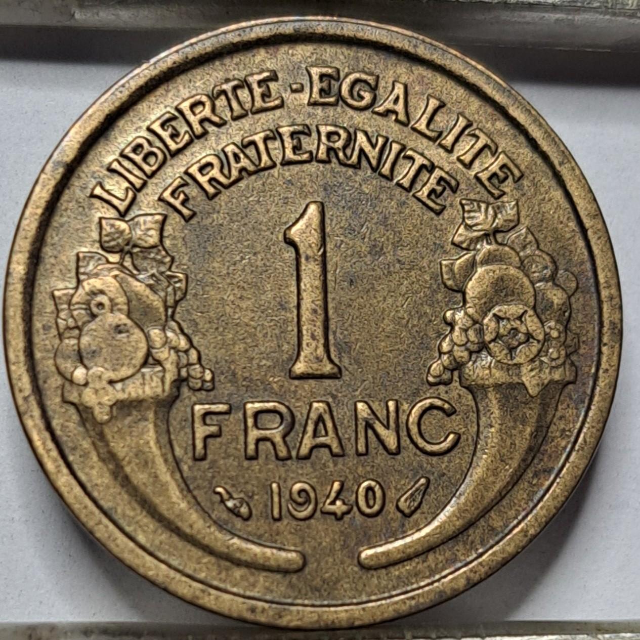 Prancūzija 1 Frankas 1940 KM#885 (5814)