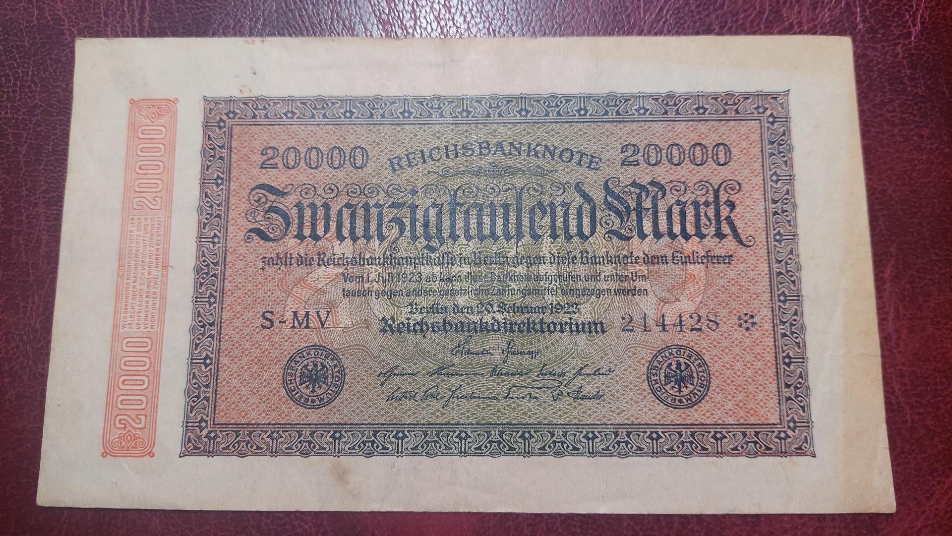 20,000 Mark 1923.02.20 Vokietija P-85b.2.MV