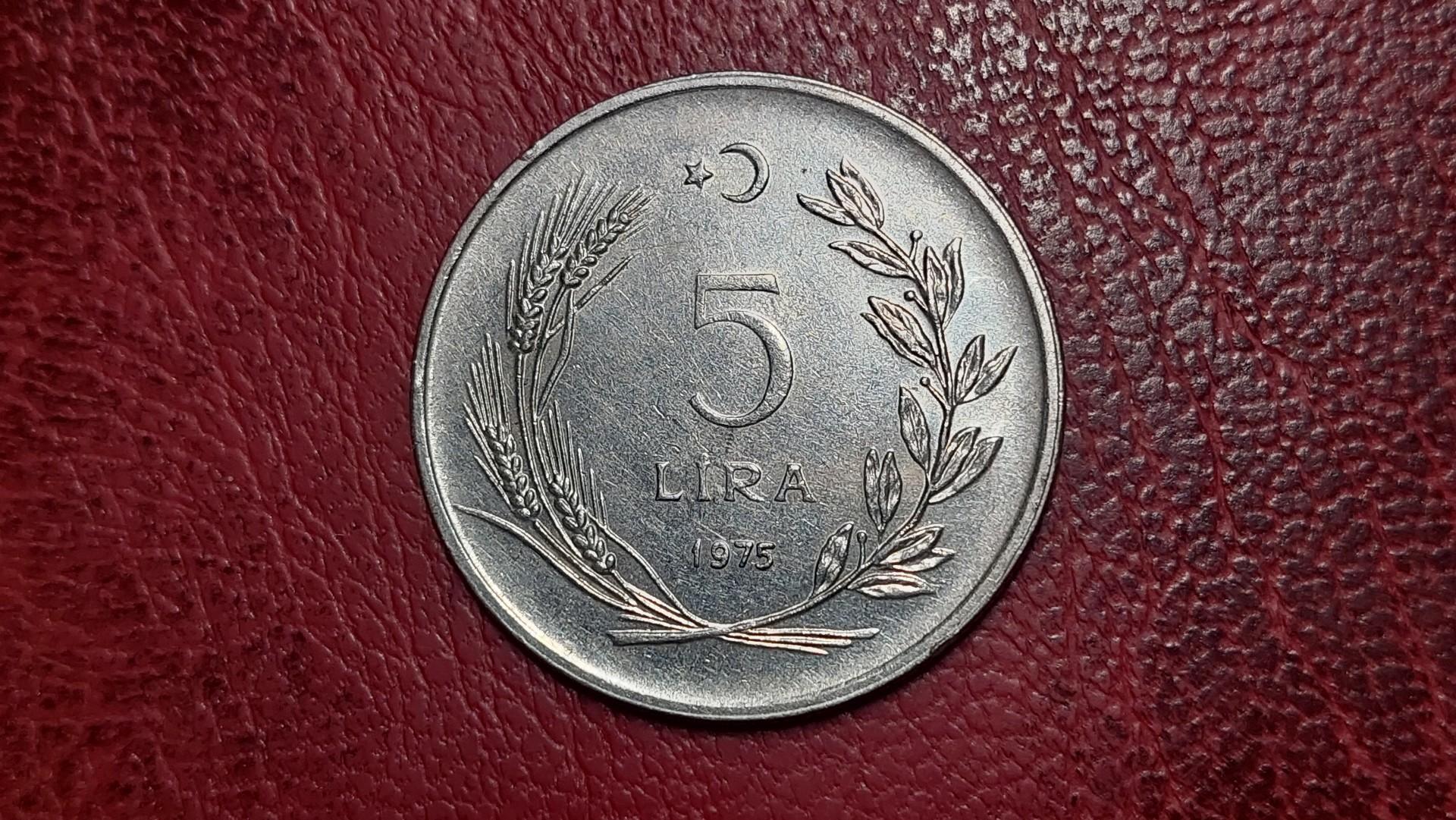 Turkija 5 liros, 1975 KM# 905