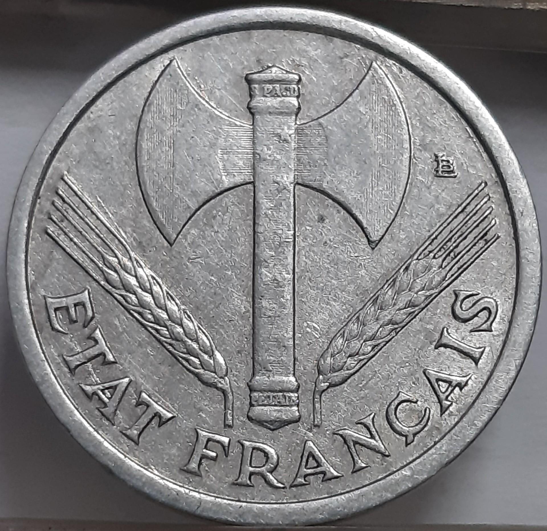 Prancūzija 1 Frankas 1944 KM#902 Aliuminis (5803)