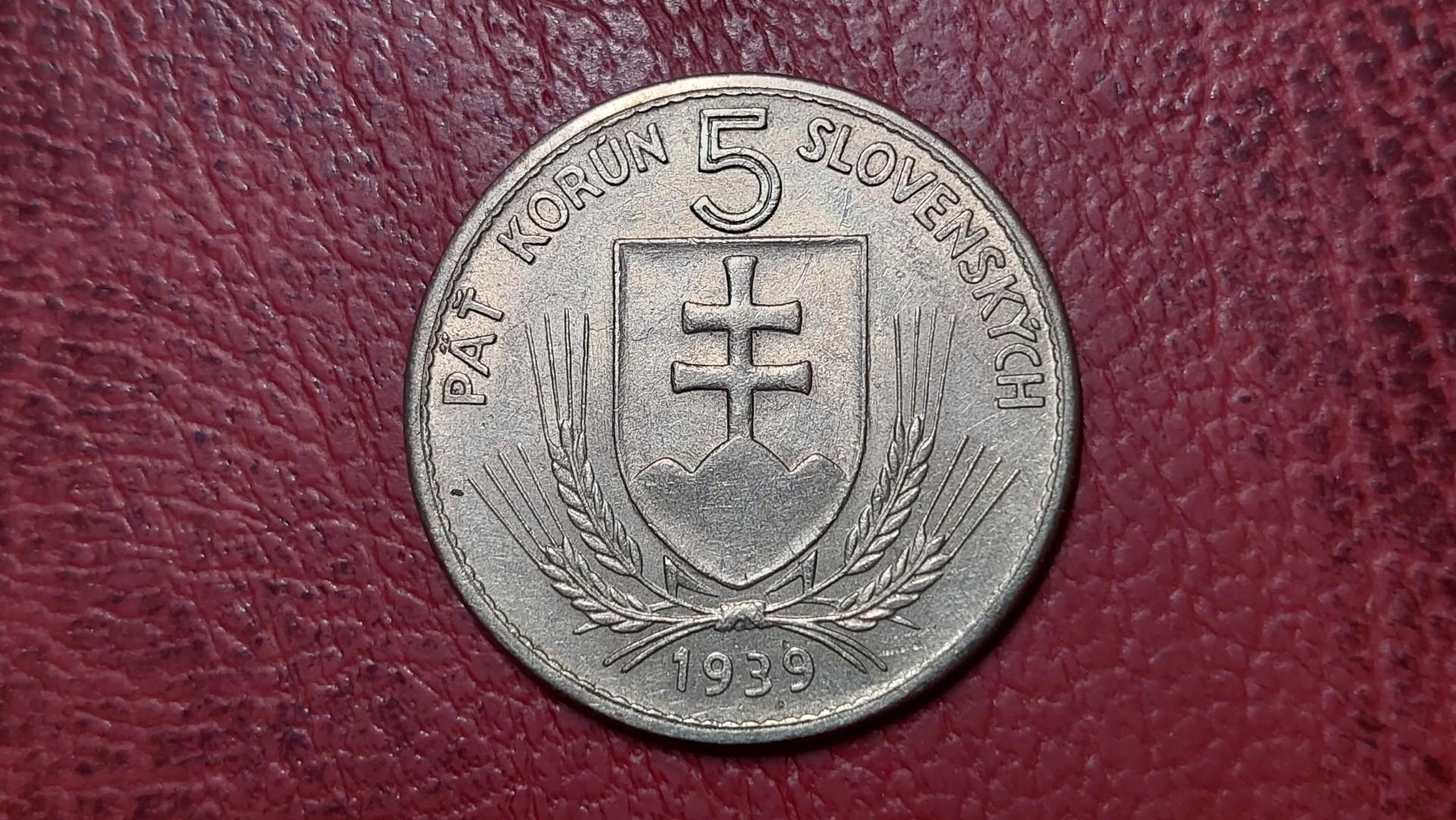 Slovakija 5 kronos, 1939 KM# 2