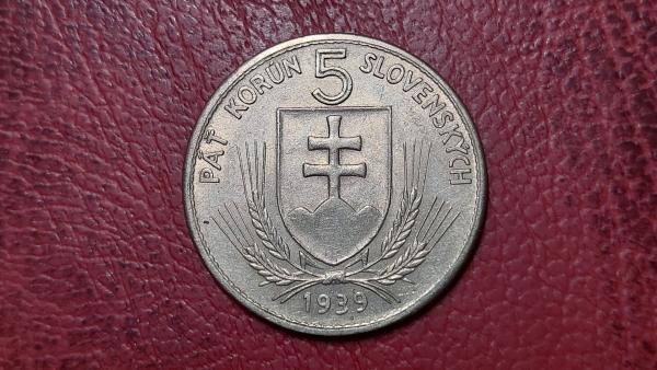 Slovakija 5 kronos, 1939 KM# 2