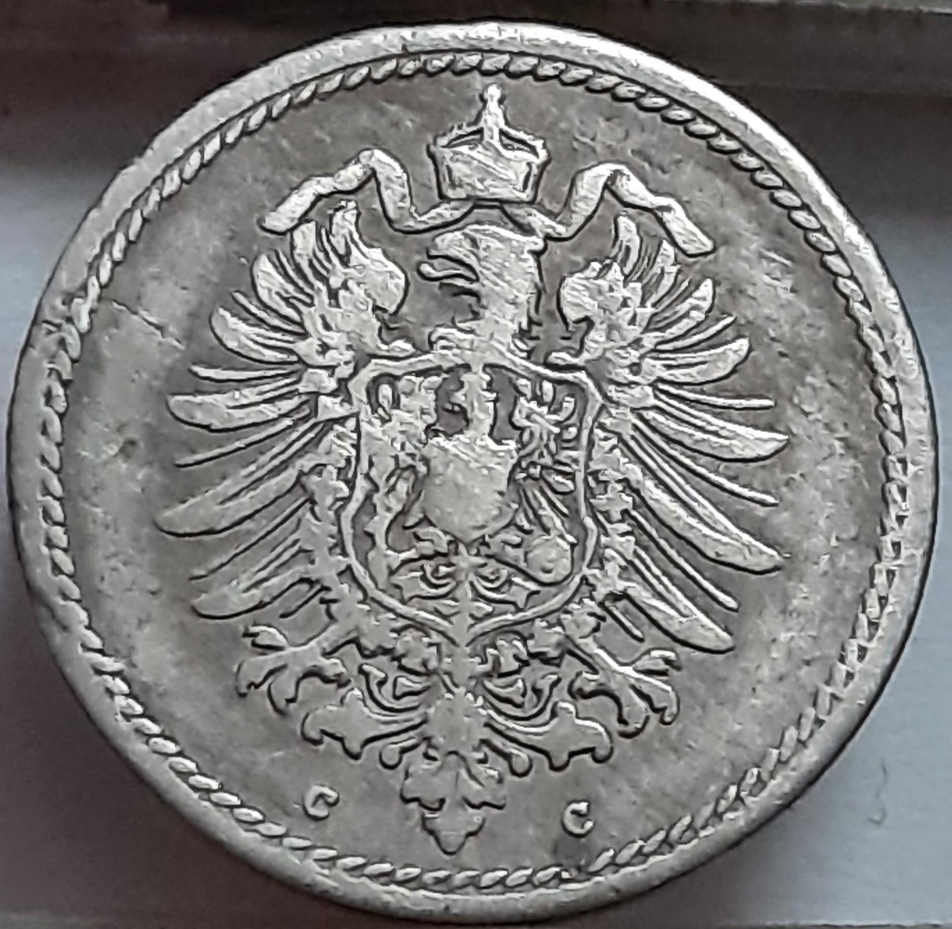 Vokietija 5 Pfenigai 1875 C KM#3 (6029)