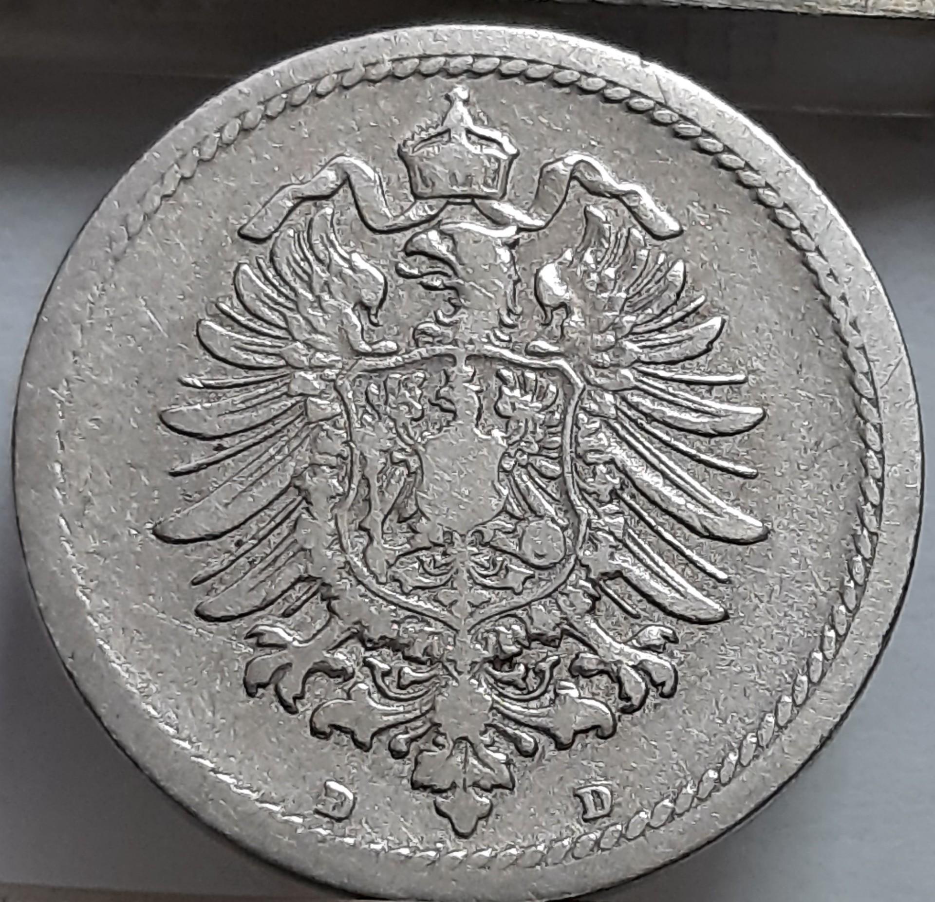 Vokietija 5 Pfenigai 1876 D KM#3 (5983)