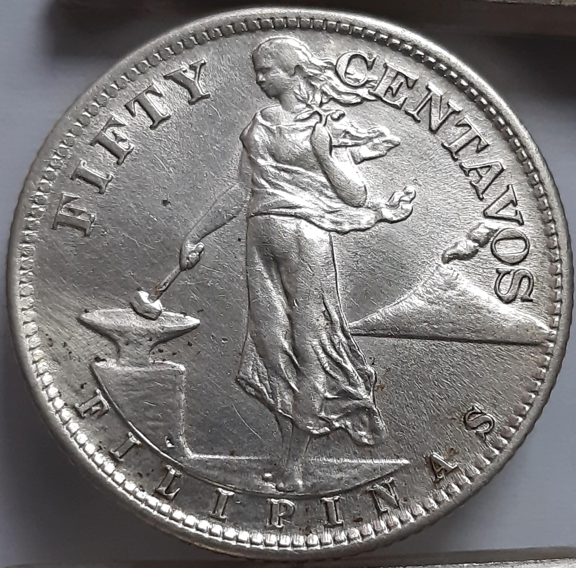 Filipinai 50 Sentavų 1945 KM#183 Sidabras (6710)