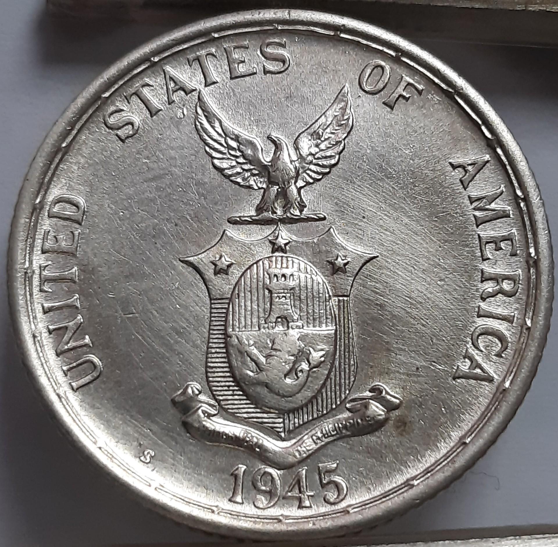 Filipinai 50 Sentavų 1945 KM#183 Sidabras (6710)