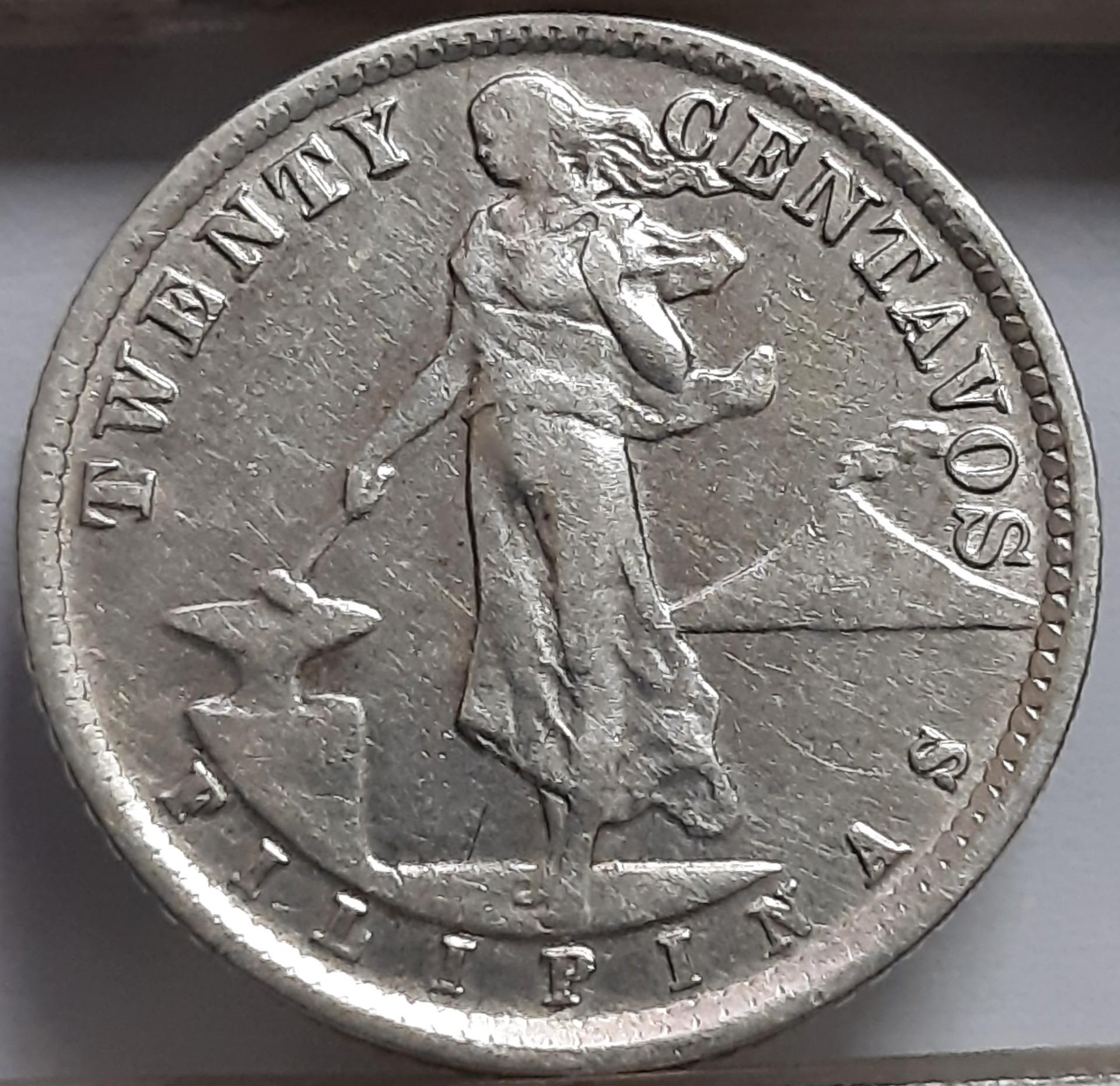 Filipinai 20 Sentavų 1941 KM#182 Sidabras (6712)