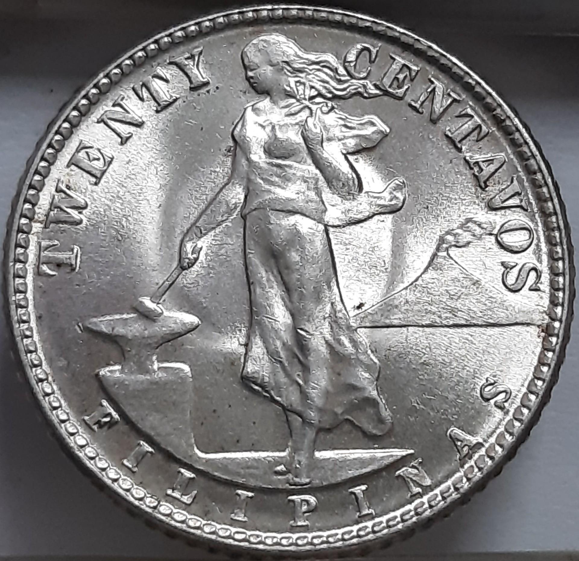 Filipinai 20 Sentavų 1944 KM#182 Sidabras (6074)