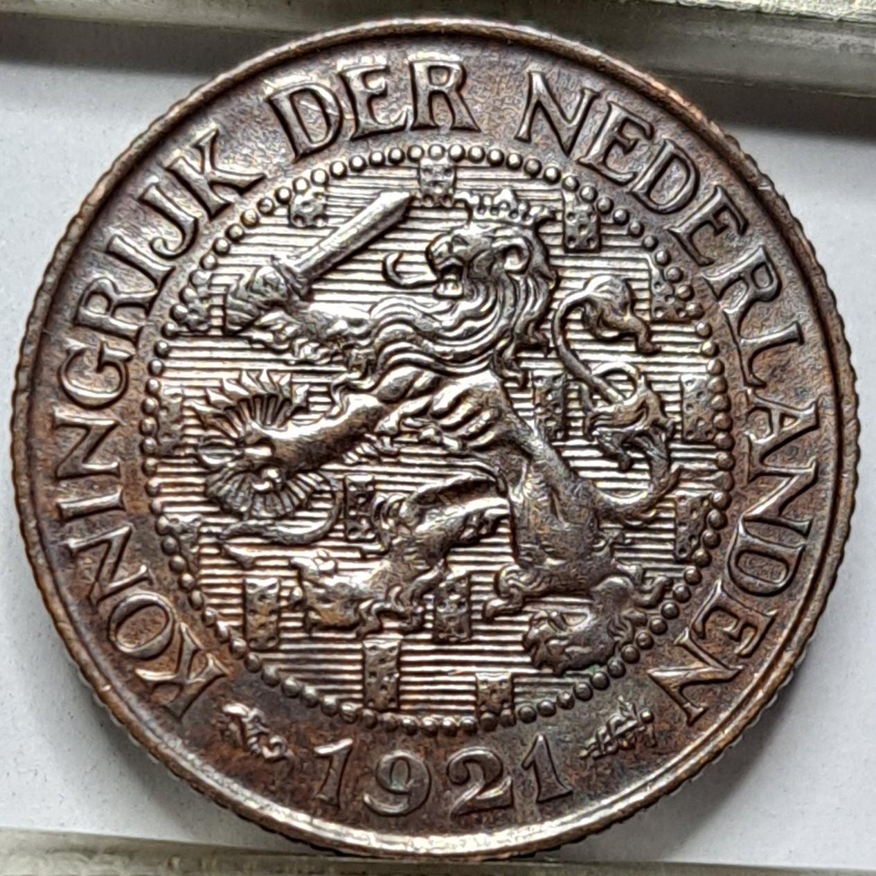 Nyderlandai 1 Centas 1921 KM#152 Bronza (6727)