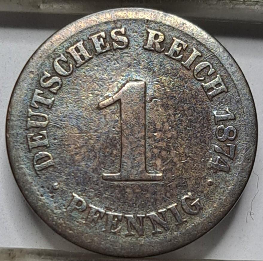 Vokietija 1 Pfenigas 1874 D KM#1 Varis (6091)