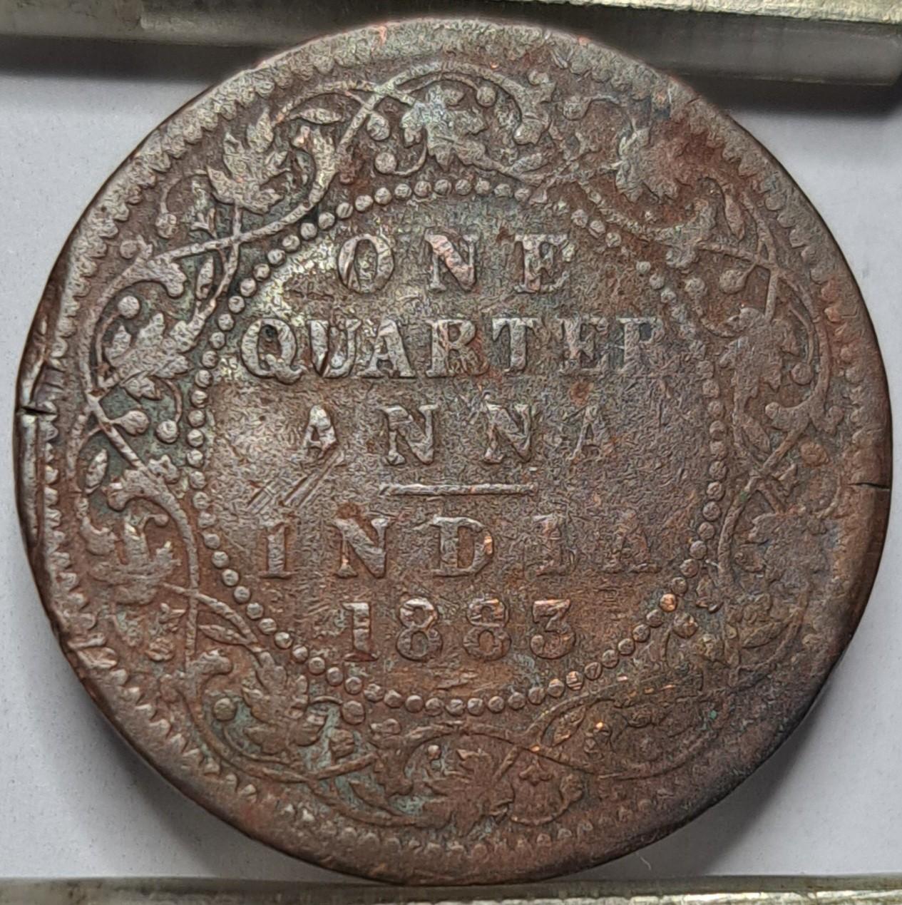 Indija - Britų ¼ Anos 1883 KM#486 Varis (6090)