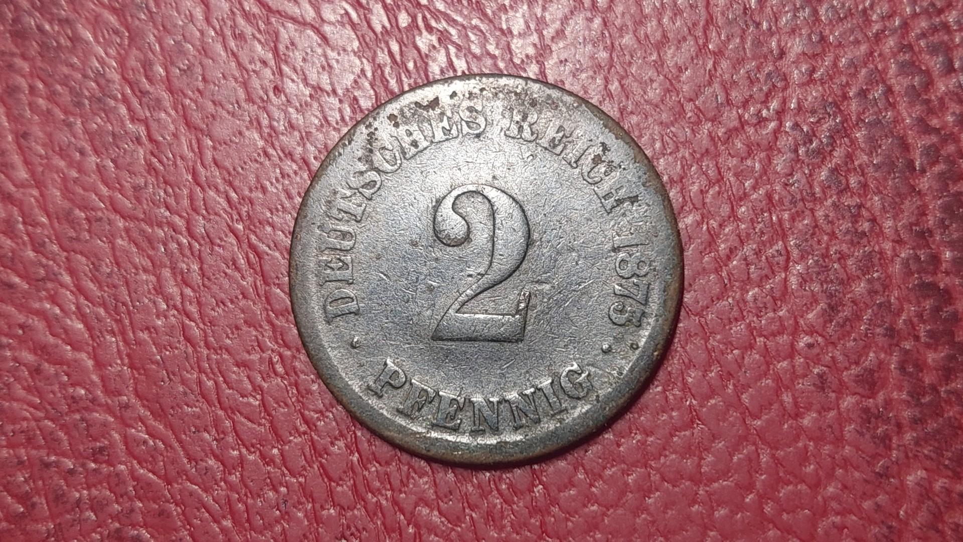 Vokietija 2 pfenigai, 1875D KM# 2