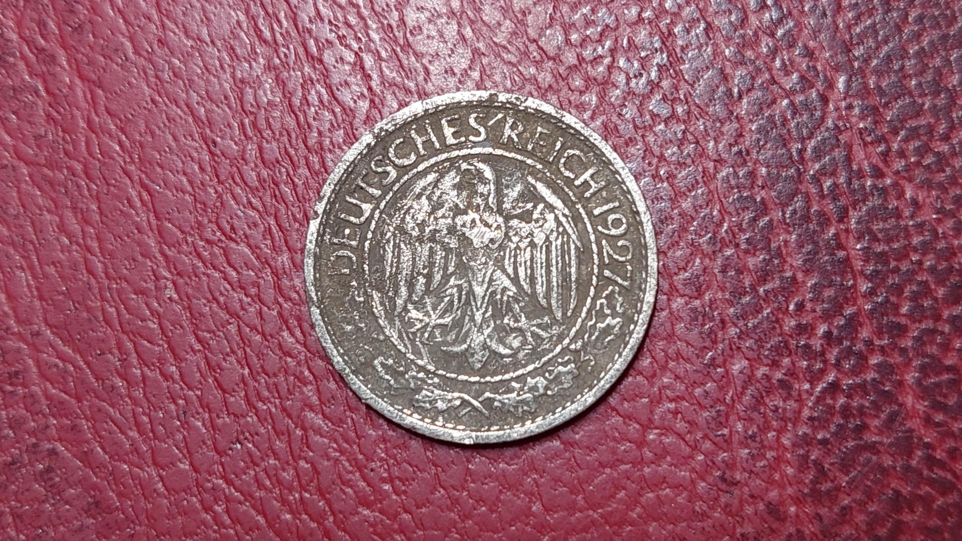 Vokietija 50 reichspfenigų, 1927D KM# 49