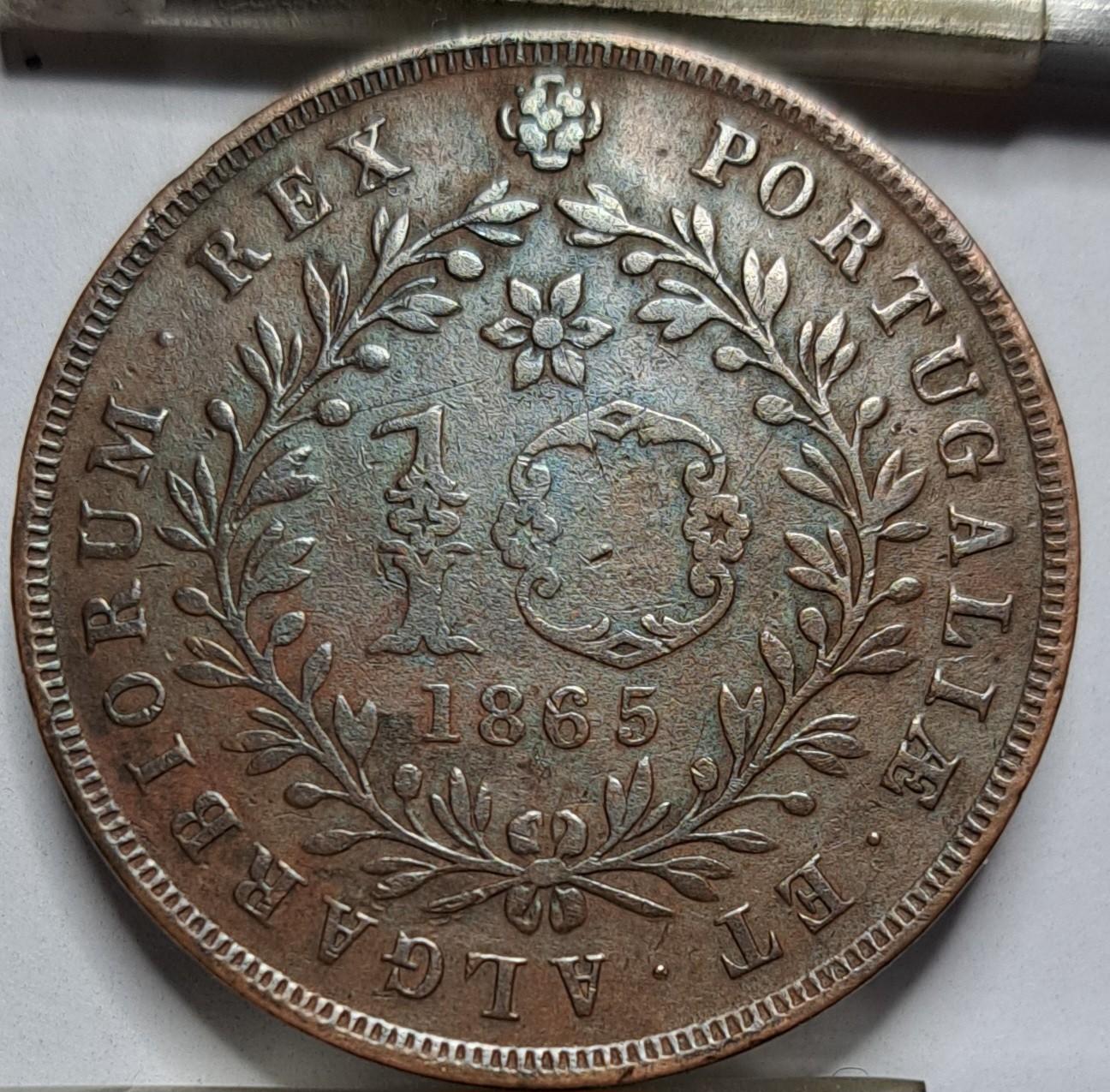 Azorai 10 Realų 1865 KM#14 (6180)