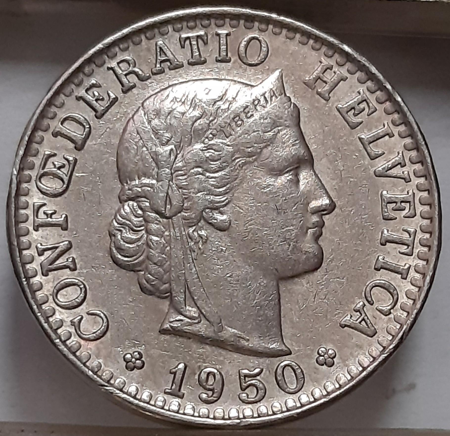 Švecarija 20 Rapenų 1950 KM#29a (6181)